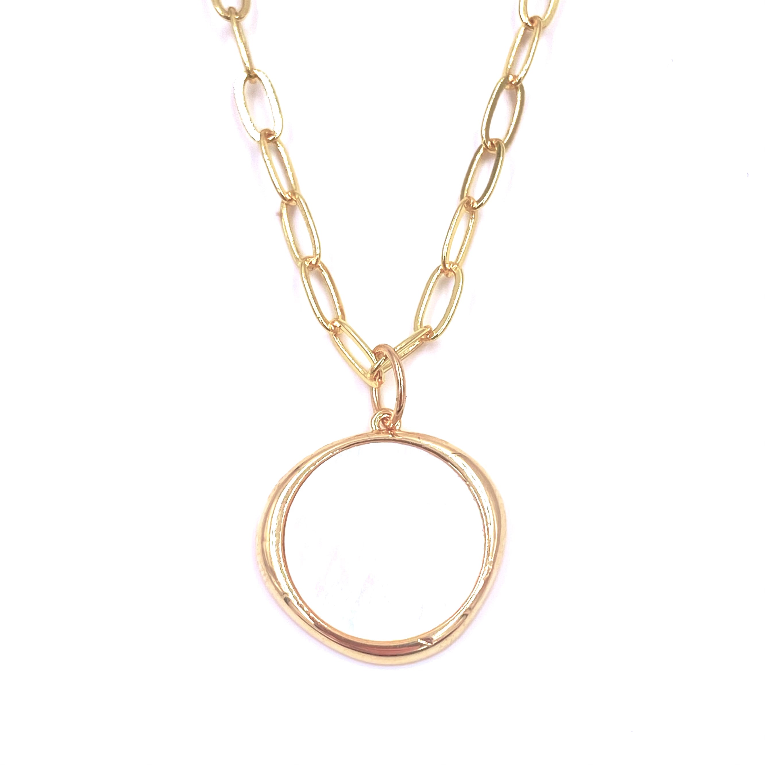 Ashley Gold Stainless Steel Circle Charm Necklace - 18K Gold Plated Enamel Pendant Jewelry for Women, Gift for Her - Perfect for Date Night, Anniversary & Special Occasions