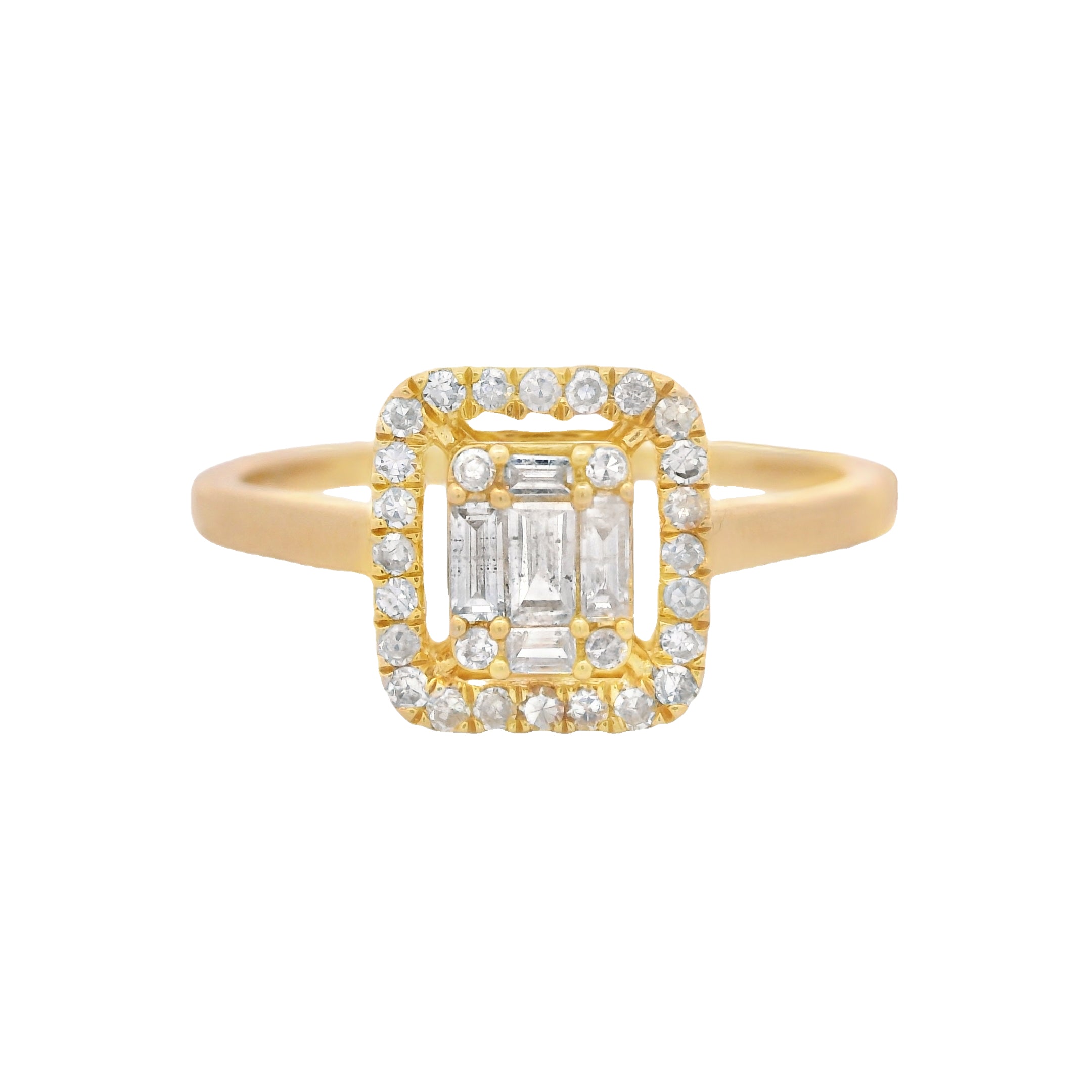 14K Gold Square Diamond Ring for Women - Elegant & Timeless Jewelry for Engagement, Wedding, Anniversary & Special Occasions