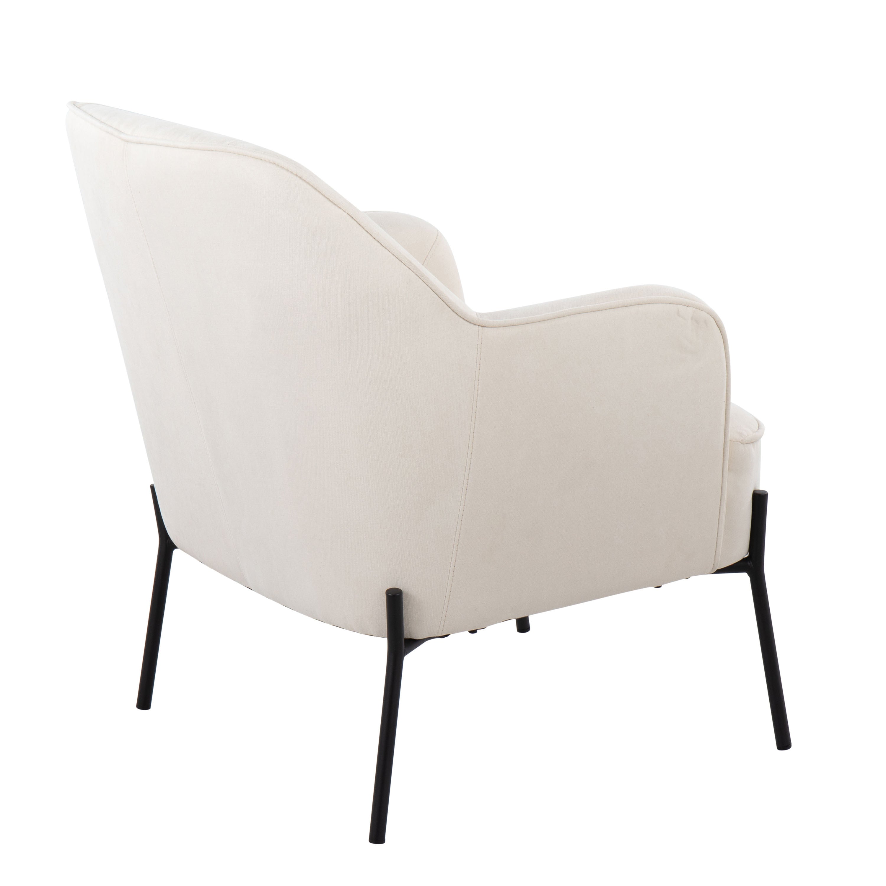 LumiSource Daniella Contemporary Accent Chair - Black Metal Frame with Cream Fabric Upholstery | Modern Living Room, Bedroom, or Office Seating Furniture