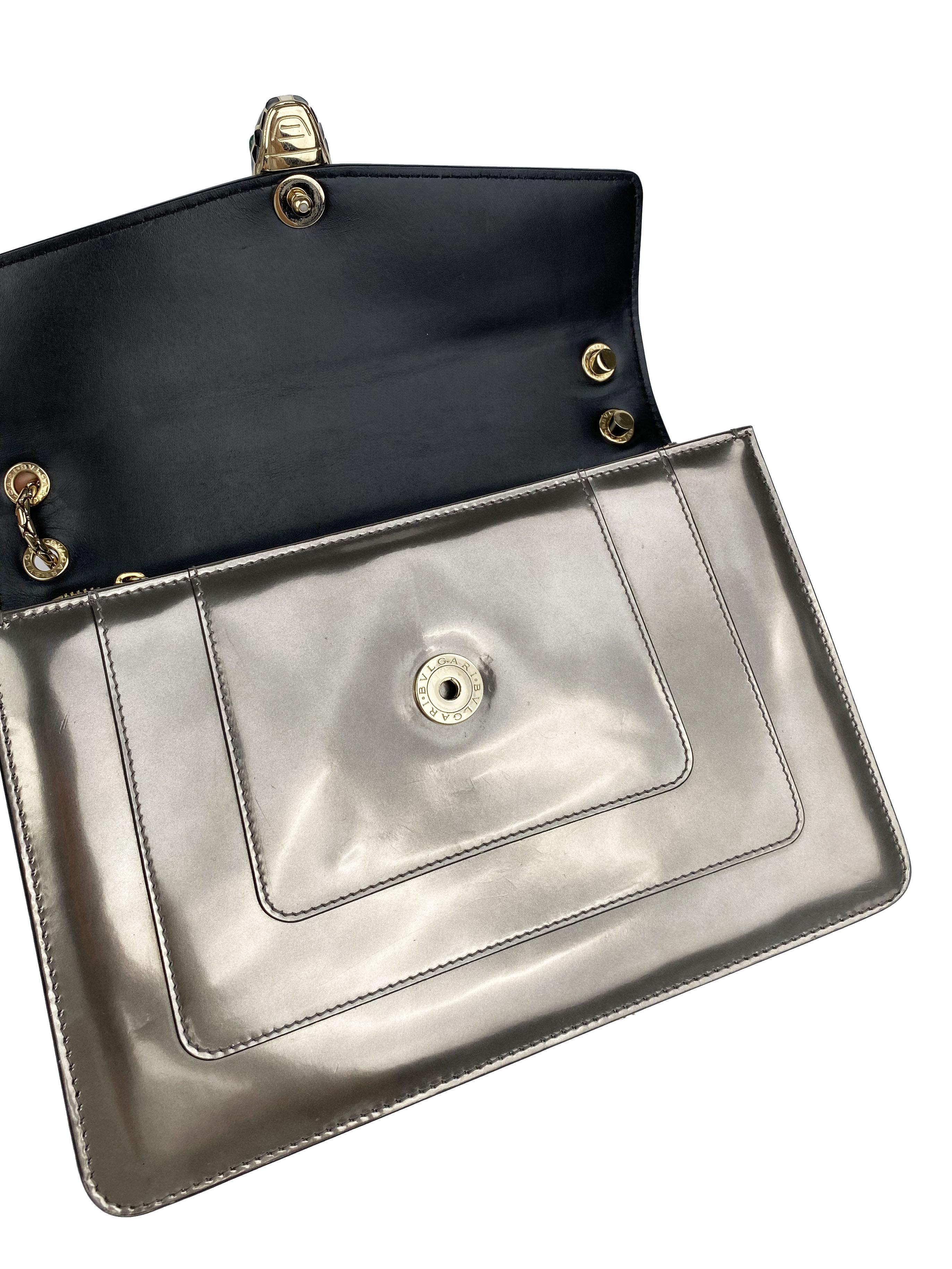 Bvlgari Serpenti Forever Silver Leather Shoulder Bag for Women | Luxury Designer Handbag for Evening Parties, Date Night & Special Occasions