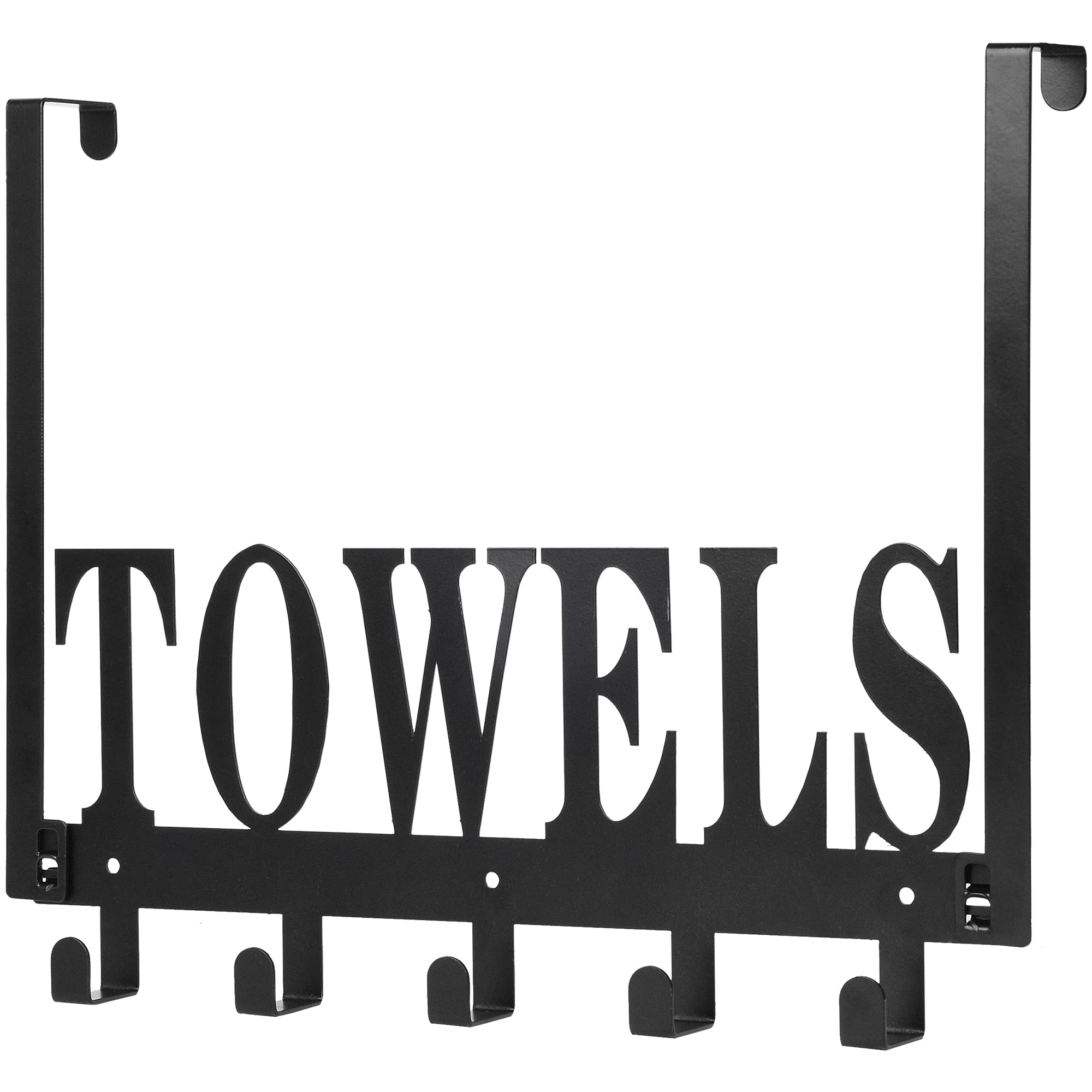 Over The Door Hook Hanger - Heavy Duty 5 Hooks Towel & Coat Organizer for Bathroom, Bedroom, Closet - Perfect for Hanging Towels, Coats, Bags, Robes & More