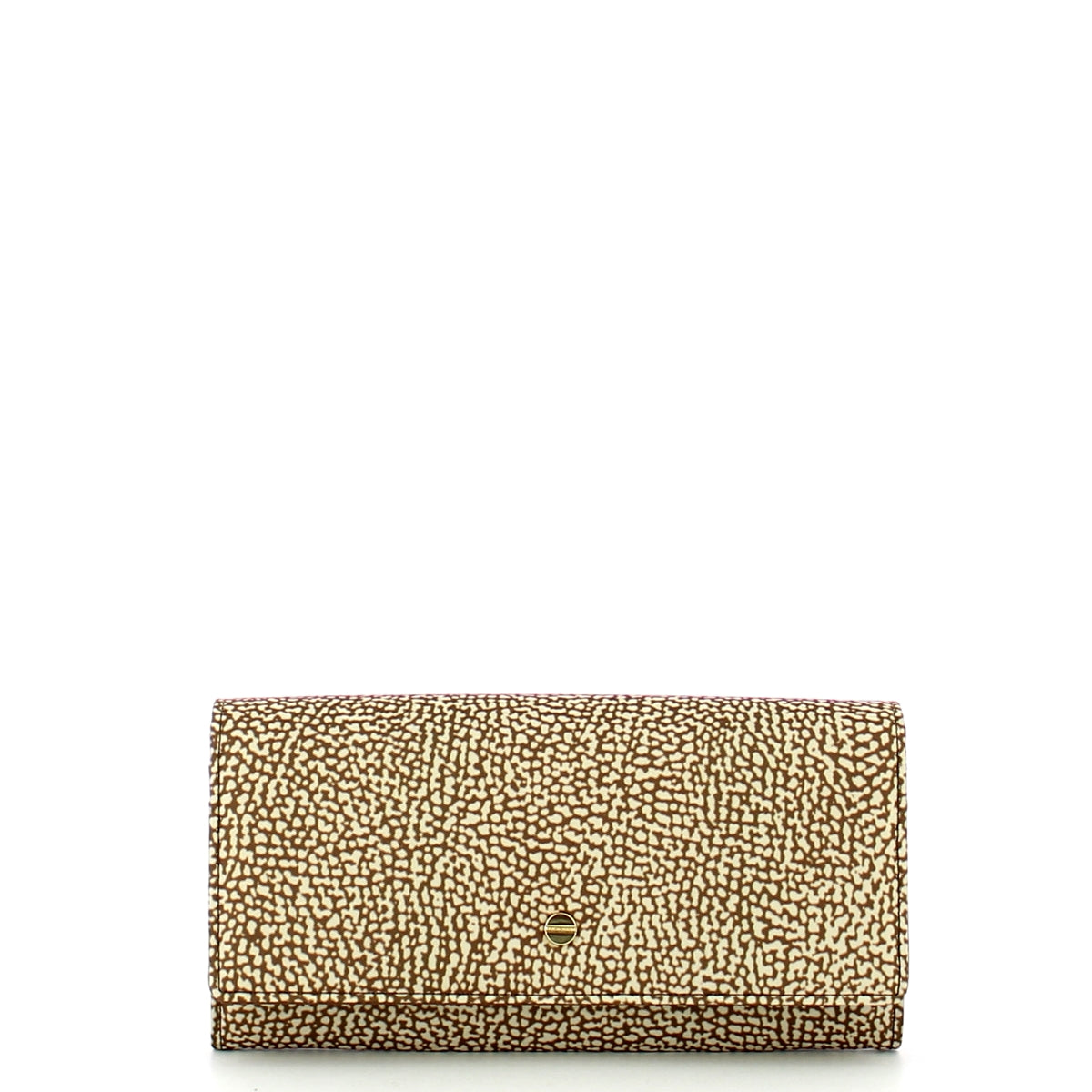 Borbonese Large RFID Blocking Wallet - Beige & Marrone Recycled Nylon Crossbody Bag for Women | Travel, Shopping & Everyday Use