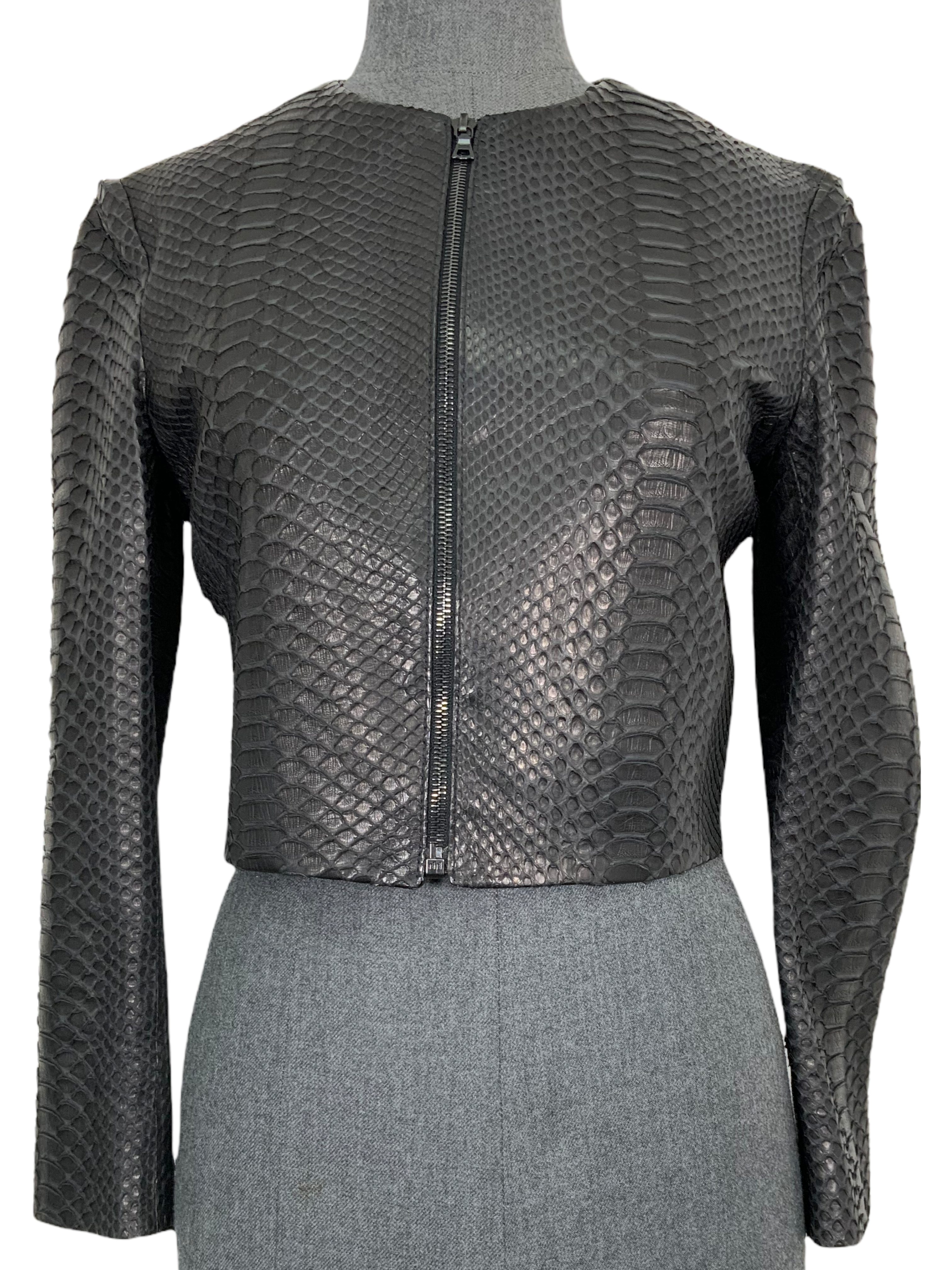 The Row Python Snakeskin Cropped Santa Jacket - Size 6 | Women's Fashion Leather Jacket for Party & Night Out