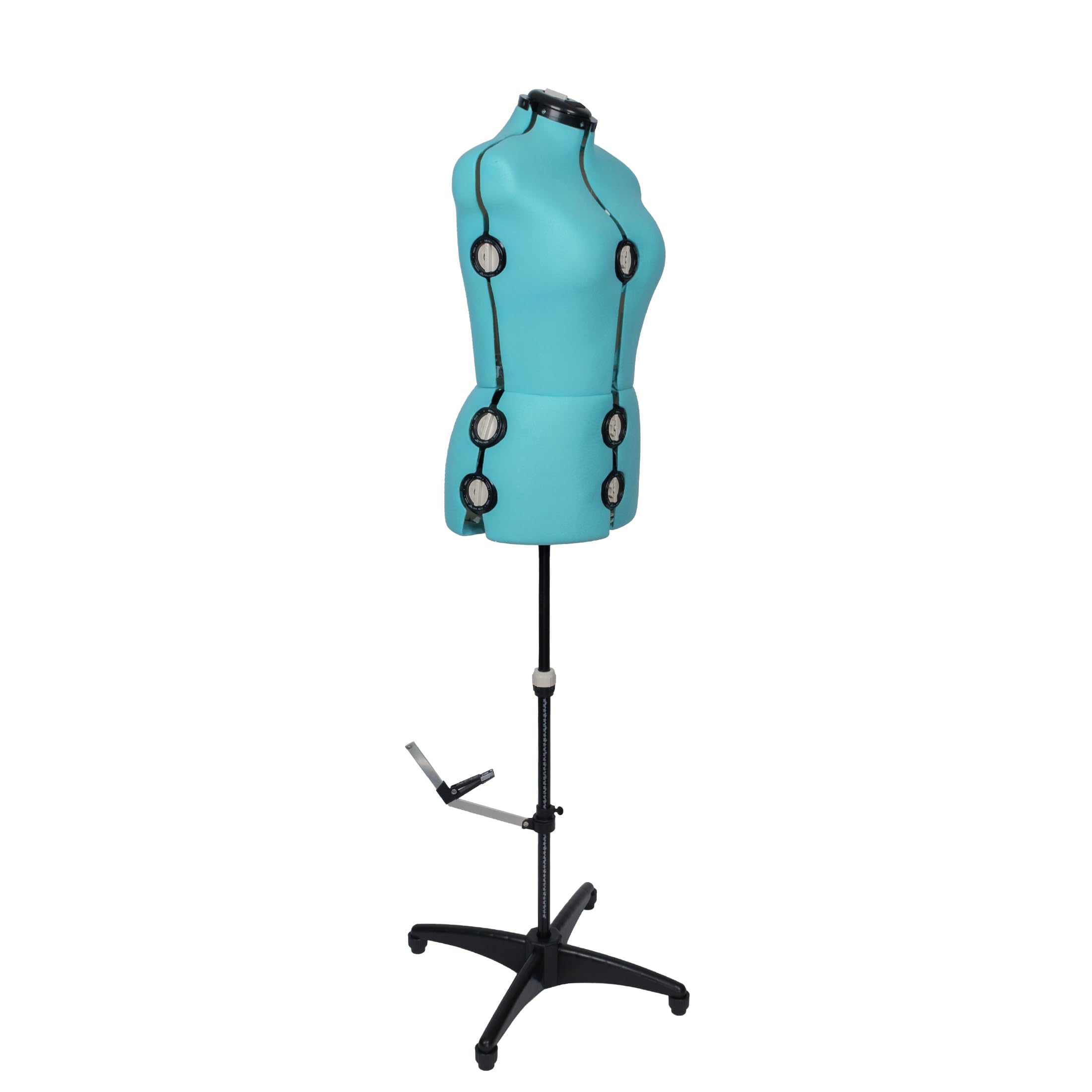 BHD BEAUTY Adjustable Dress Form Mannequin - 13 Dials, Turquoise Fabric, Tri-Pod Stand, Up to 70