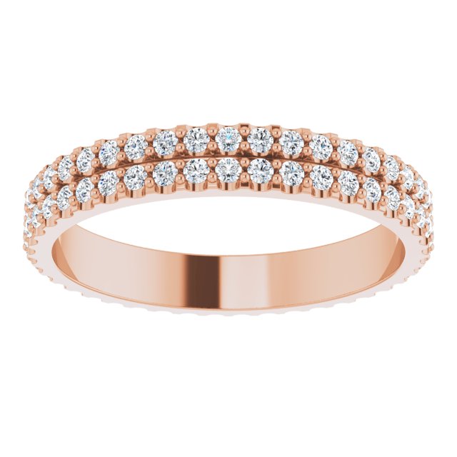 0.84 Carat Round Diamond Double Row Eternity Band Ring for Women - Perfect for Weddings, Anniversaries & Special Occasions