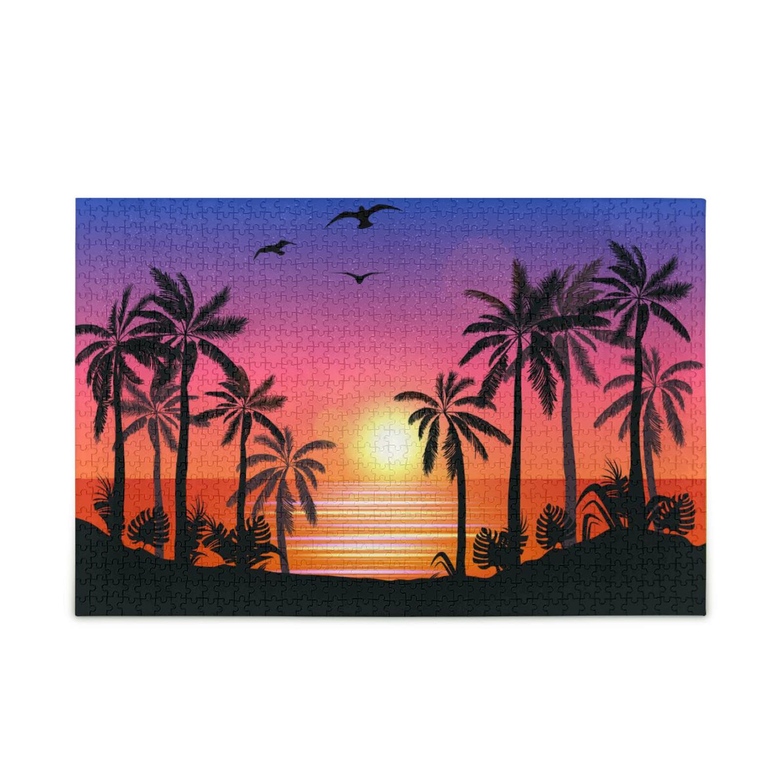 1000 Piece Jigsaw Puzzle for Adults & Kids - Beautiful Tropical Palm Trees Landscape - Fun Family Game Night Activity & Educational Gift for Puzzle Lovers
