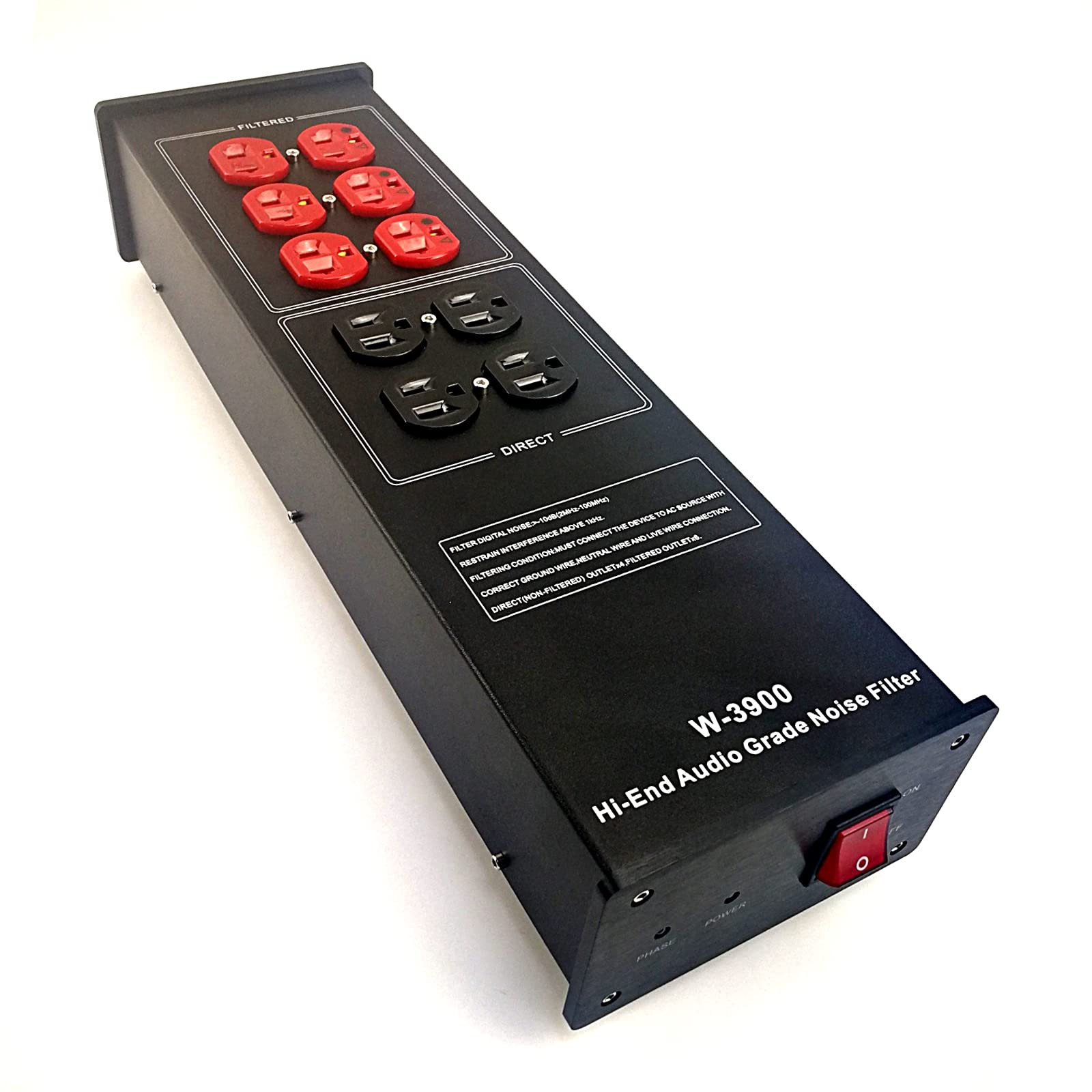 Premium W-3900B AC Power Conditioner with 3.3ft High-End Audiophile Power Cord - Eliminate Electrical Noise for Home Theater & Hi-Fi Audio Systems