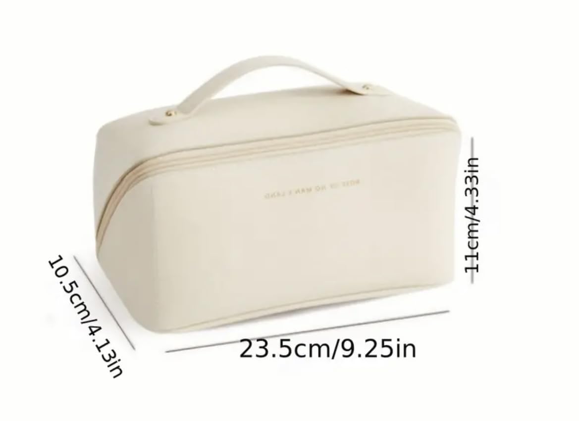 White Multifunctional Travel Cosmetic Bag - Waterproof Makeup Organizer with Zipper for Toiletries, Makeup Brushes & Accessories | Perfect for Travel, Gym, Home Storage & Daily Use