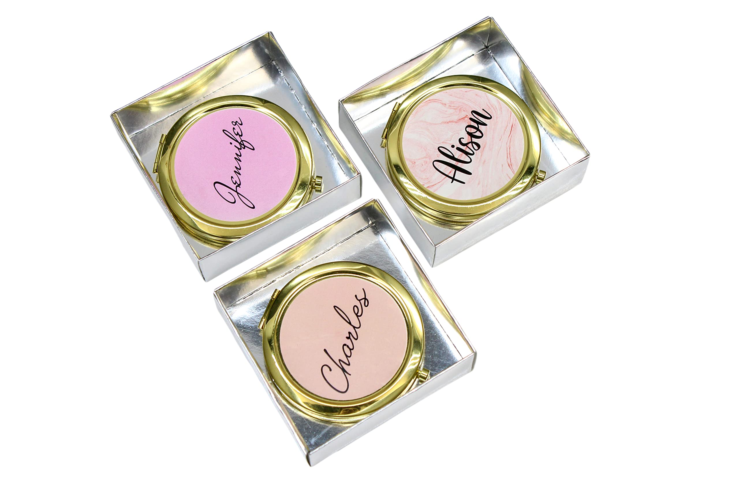 Personalized Compact Mirror for Bridesmaids - Elegant Gold Pocket Mirror, Unique Bridesmaid Gift, Bachelorette Party & Bridal Shower Favors - Perfect for Weddings, Travel & Everyday Touch-Ups