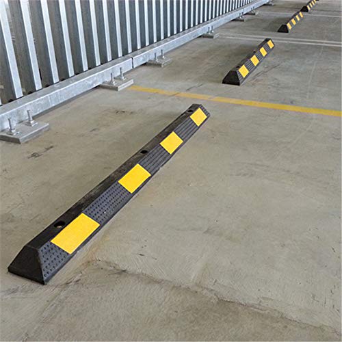 Heavy Duty Rubber Parking Curb with High Reflective Yellow Safety Stripes - Durable Wheel Stop for Driveways, Garages & Parking Lots | Perfect for Traffic Control & Vehicle Safety