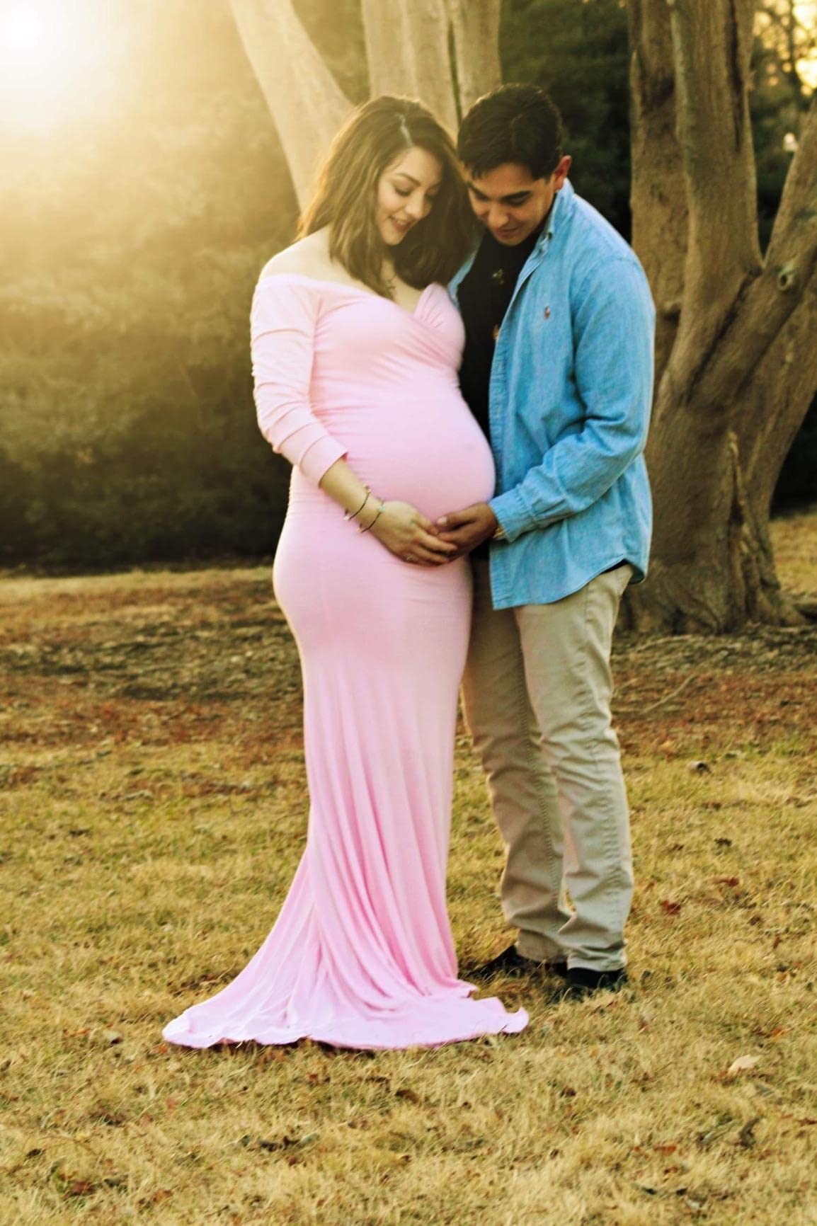 Saslax Elegant Maternity Maxi Dress - Long Sleeve Slim Fit Photography Gown for Pregnancy Photos, Baby Shower & Special Occasions