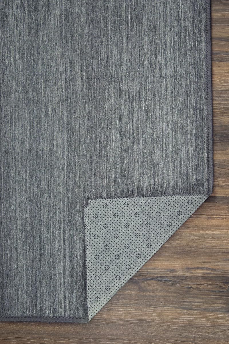 Magic Carpet Washable Rug - Stain Resistant, Waterproof, Non-Slip Floor Mat - Pet Friendly & Machine Washable Indoor Rug for Bedroom, Living Room, Kitchen, RV - Perfect for Home Decor, Kids Play Area & High Traffic Areas (Solid Grey, 5x7 Feet)
