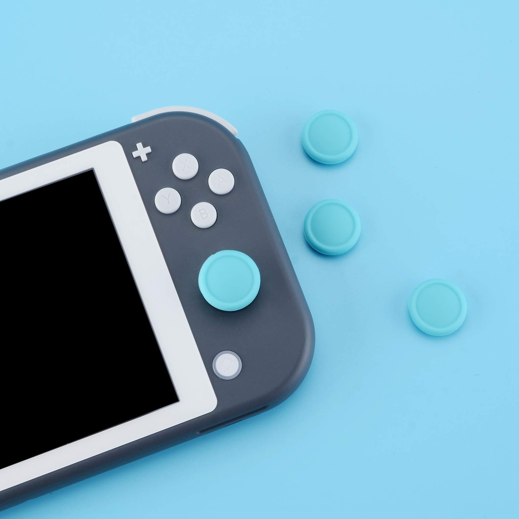eXtremeRate PlayVital Switch Joystick Caps - Silicone Thumbstick Grip Covers for Nintendo Switch OLED, Switch & Switch Lite (Bondi Blue) | Enhanced Gaming Comfort & Precision for Long Play Sessions