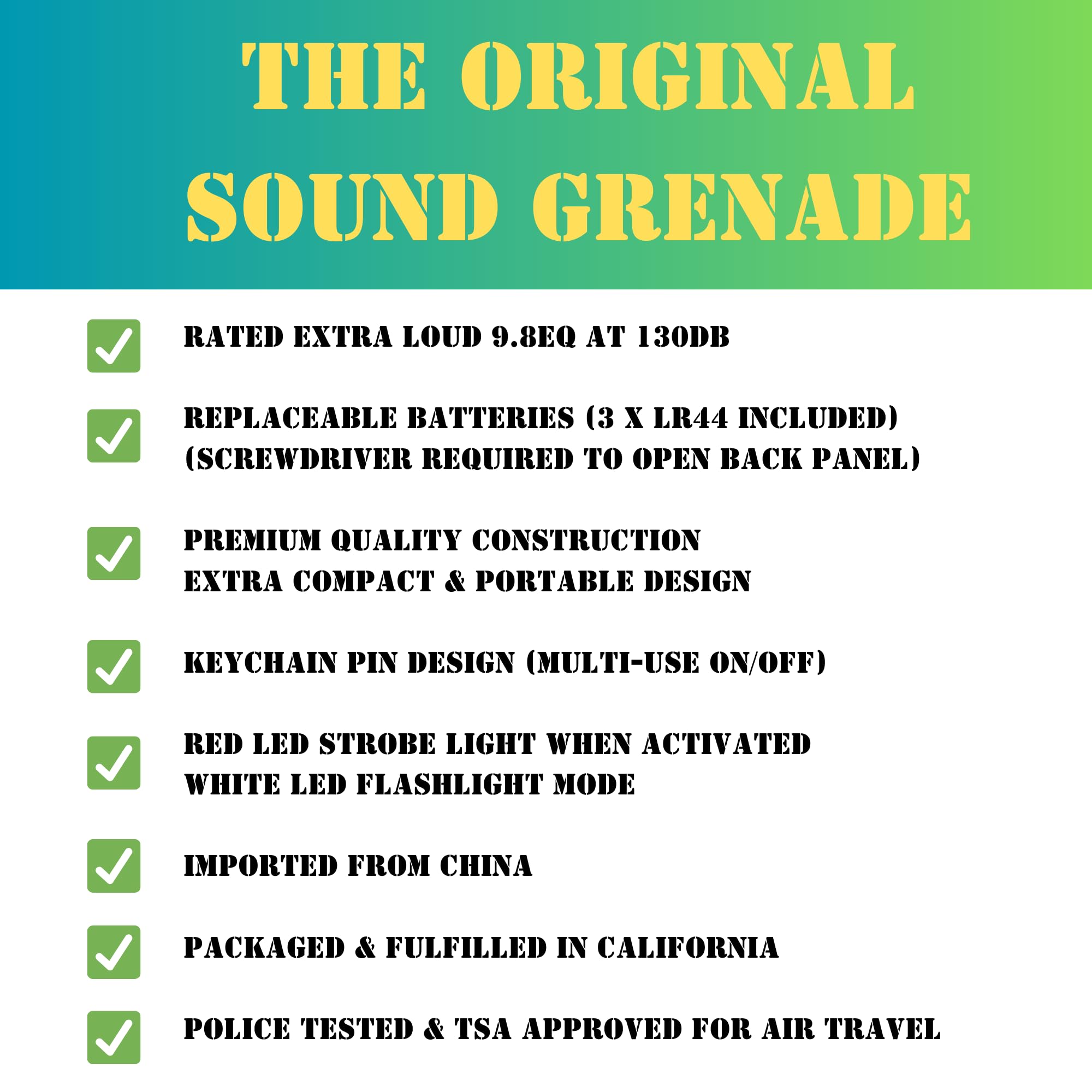 BASU® Sound Grenade 130dB Personal Alarm - Camping & Hiking Safety, Tripwire & Perimeter Alarm, Bear Deterrent (Original Black) | Emergency Protection for Outdoor Adventures