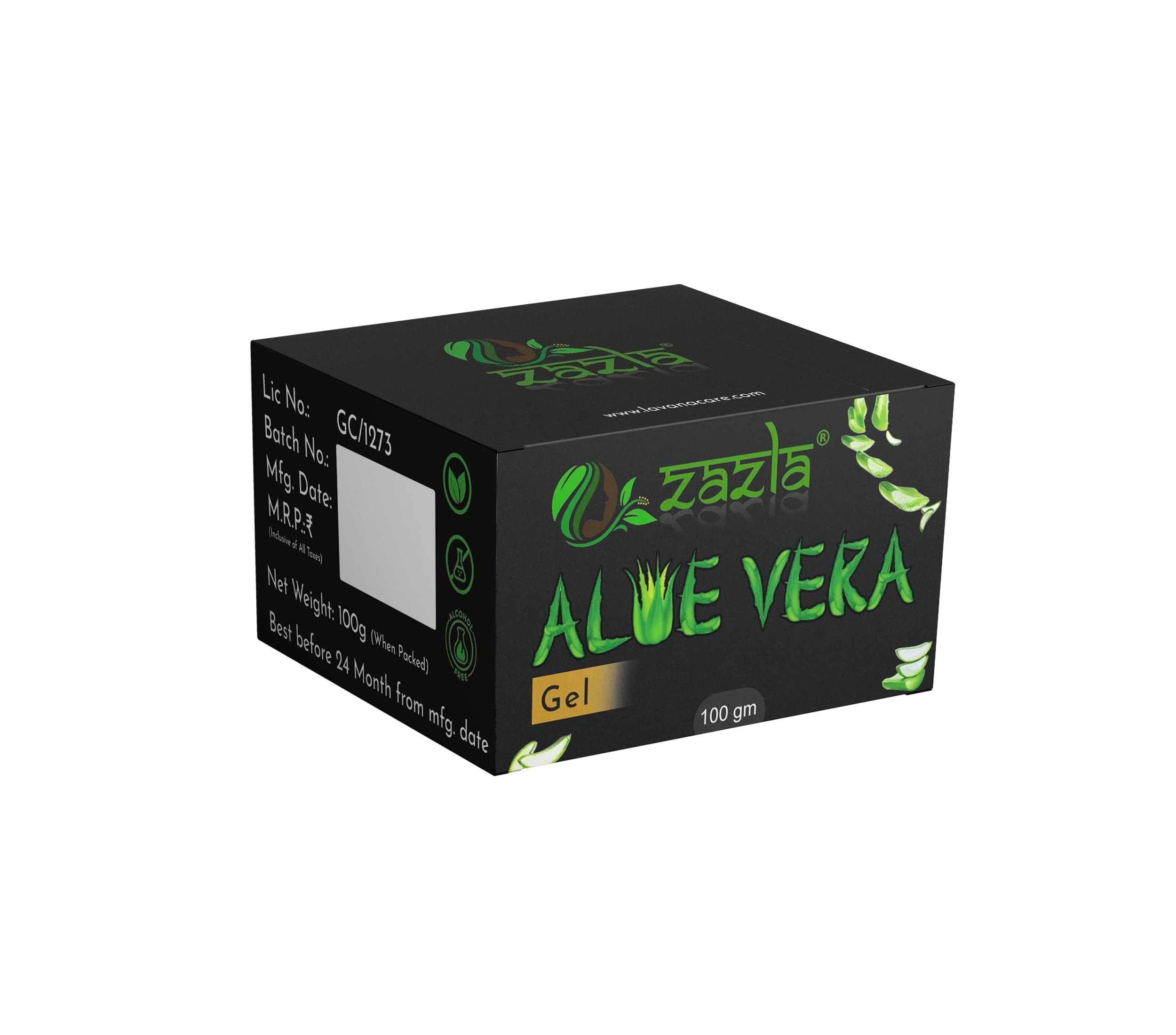 Zazla Aloe Vera Gel for Face & Hair - Hydrating, Moisturizing & Soothing Skin Care - 100g Multipurpose Gel for Sunburn Relief, Acne Treatment & Hair Conditioning