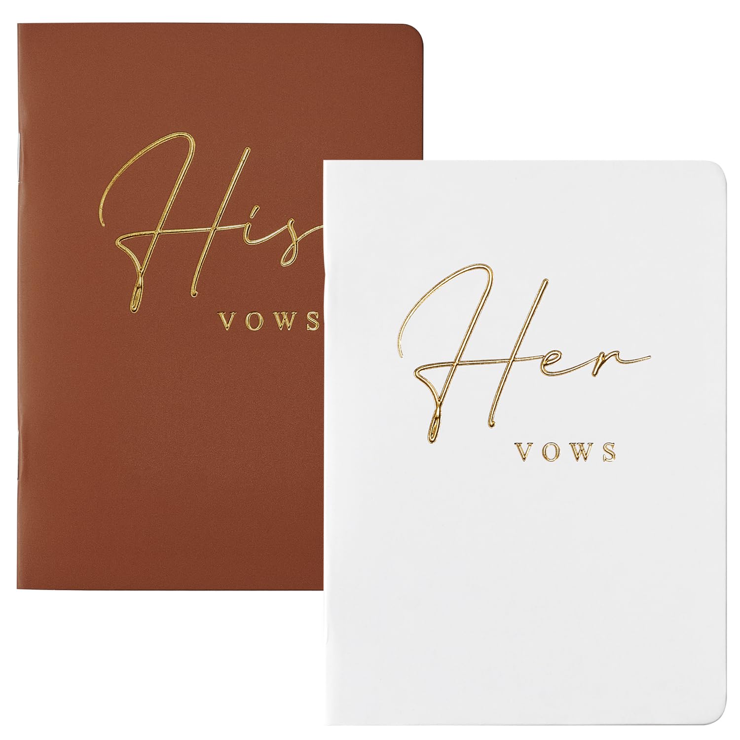 AKITSUMA His and Her Wedding Vow Books Set of 2 - Gold Foil Covers in Terracotta & White - Perfect for Wedding Ceremonies, Vow Renewals & Anniversary Gifts
