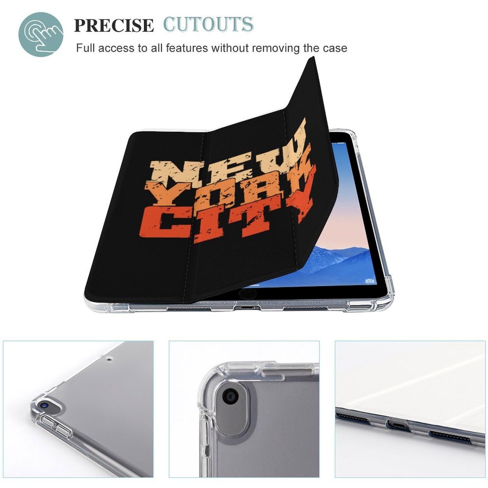 Retro New York City iPad Case - Soft Silicone Protective Cover with Smart Stand & Pencil Holder for iPad Pro 10.5 (2017) & iPad Air 3 (10.5 inch) - Perfect for Work, Travel & Home Use