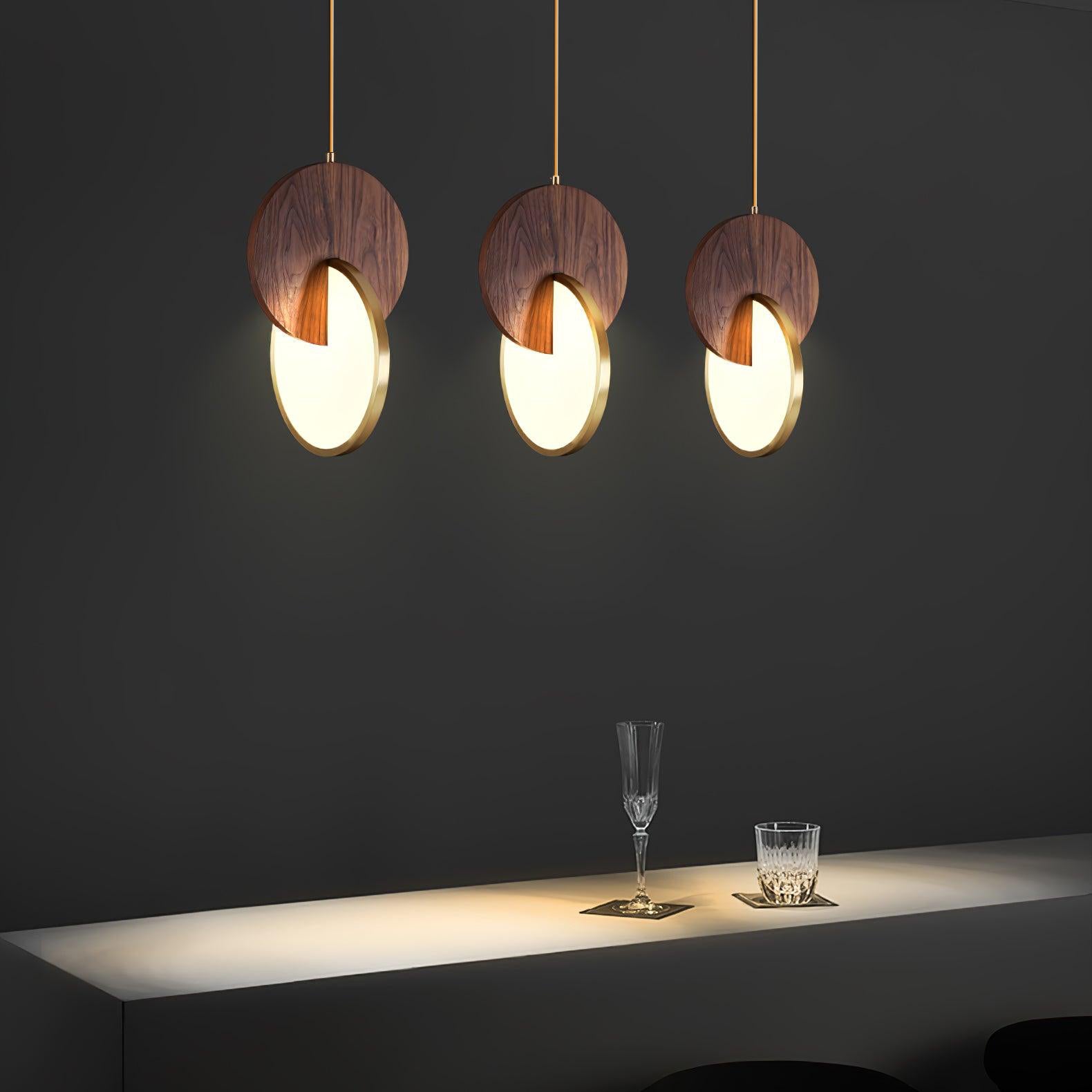 Modern Double Disk Pendant Light - Adjustable Hanging Chandelier for Dining Room, Kitchen Island & Living Room Decor