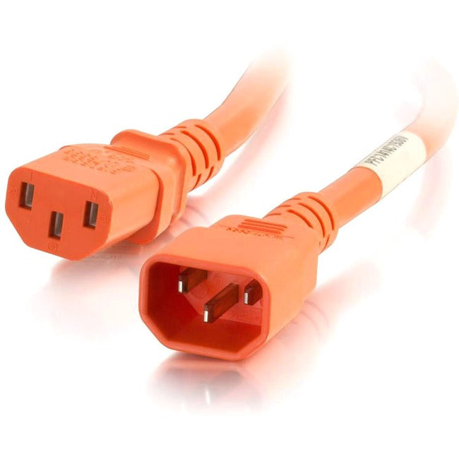 3Ft C14 to C13 18/3 SJT Orange Power Cord - Heavy Duty Extension Cable for Computers, Servers & Office Equipment