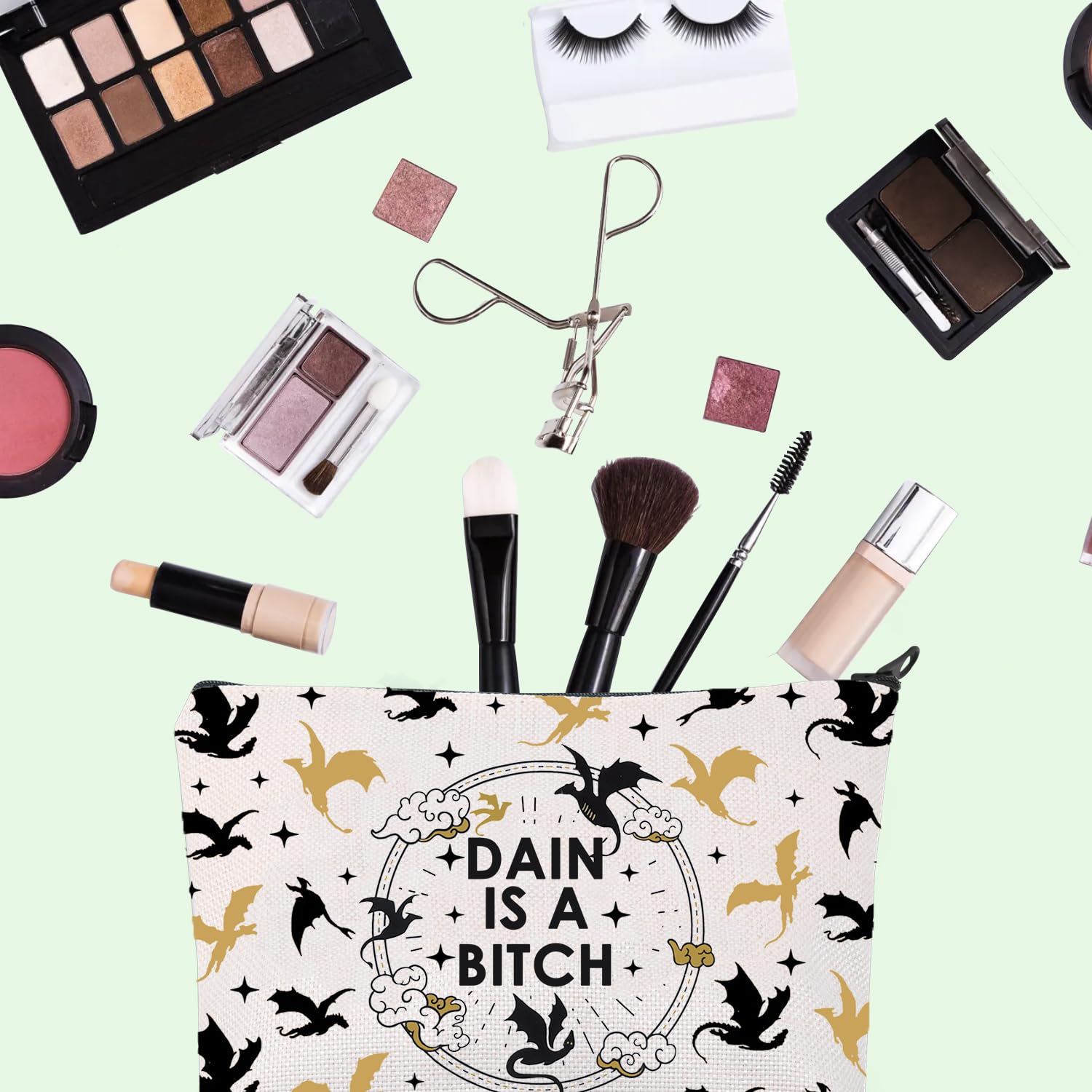 FOTAP Fantasy Book Inspired Merch Bag - Dragon Rider Makeup Pouch - Romantic Fantasy Gift for Book Lovers - Dain Cosmetic Travel Organizer - Perfect for Book Club Meetings & Convention Essentials
