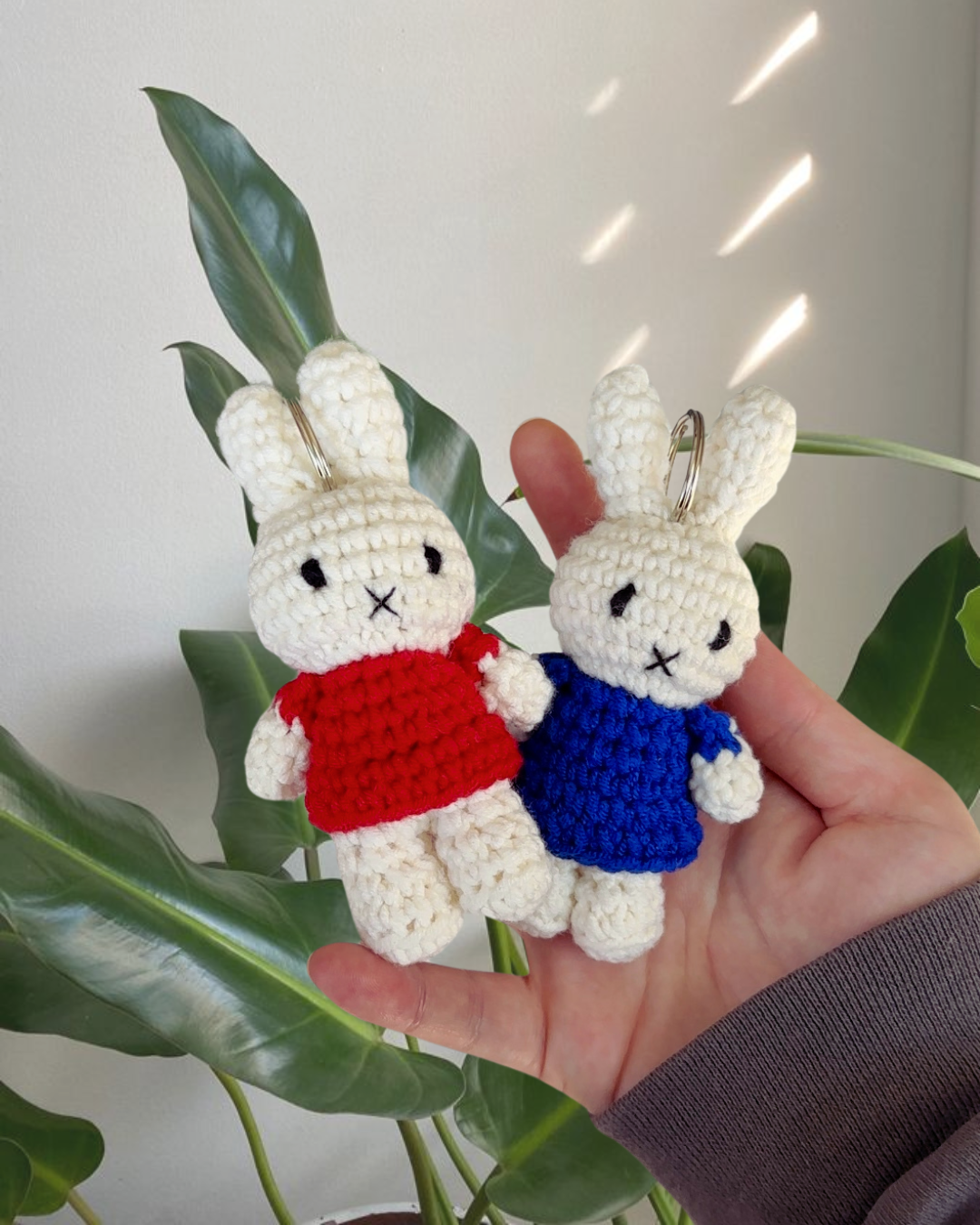Handmade Miffy Crochet Keychain - Cute Plush Bunny Bag Charm for Backpacks & Purses (Red) | Kawaii Gift for Kids, Teens & Anime Lovers | Perfect for School, Travel & Everyday Use
