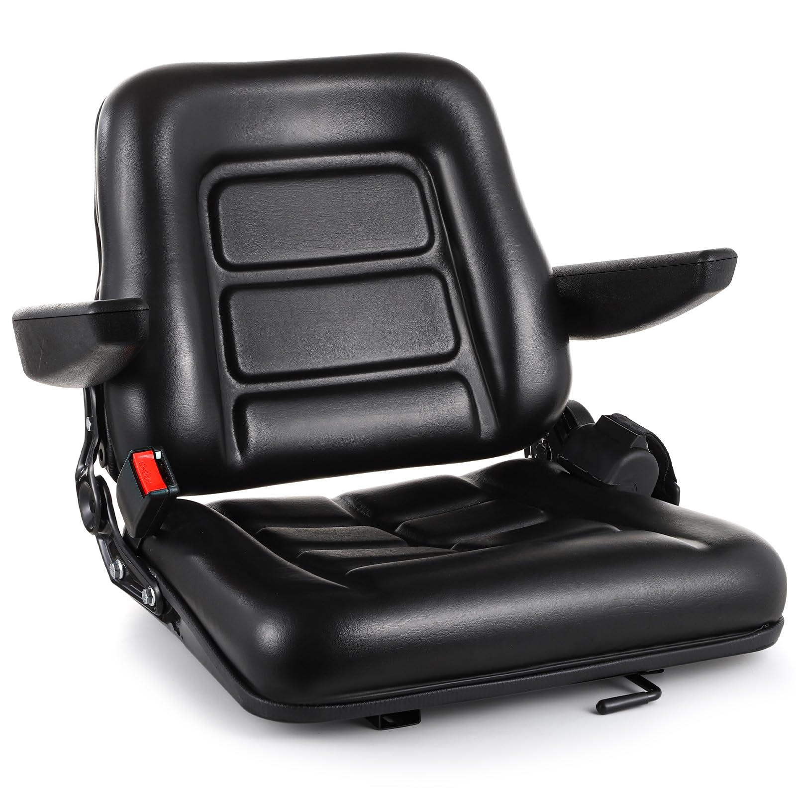 Universal Forklift Seat - Adjustable Folding Tractor Seat with Backrest & Armrest | Heavy-Duty Replacement Seat for Forklifts, Excavators, Skid Steers, Backhoes, Dozers & Telehandlers | Ideal for Construction, Agriculture & Industrial Equipment