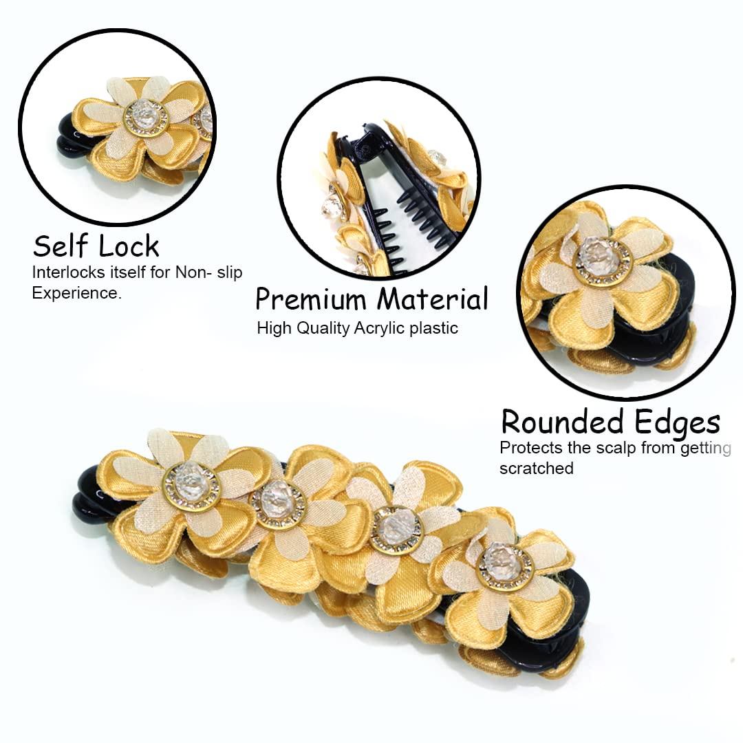 Myra Collection Banana Flower Hair Clip for Women - Yellow Hair Accessories for Everyday Wear, Parties & Weddings