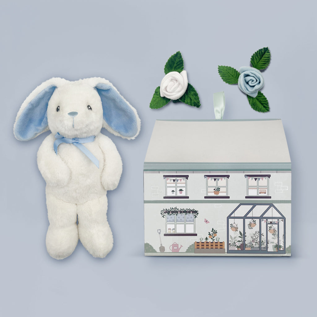 Bunny and Buds New Baby Gift Set - Blue Baby Shower Present for Boys & Girls | Perfect for Newborns, Birthdays, and Baby Showers