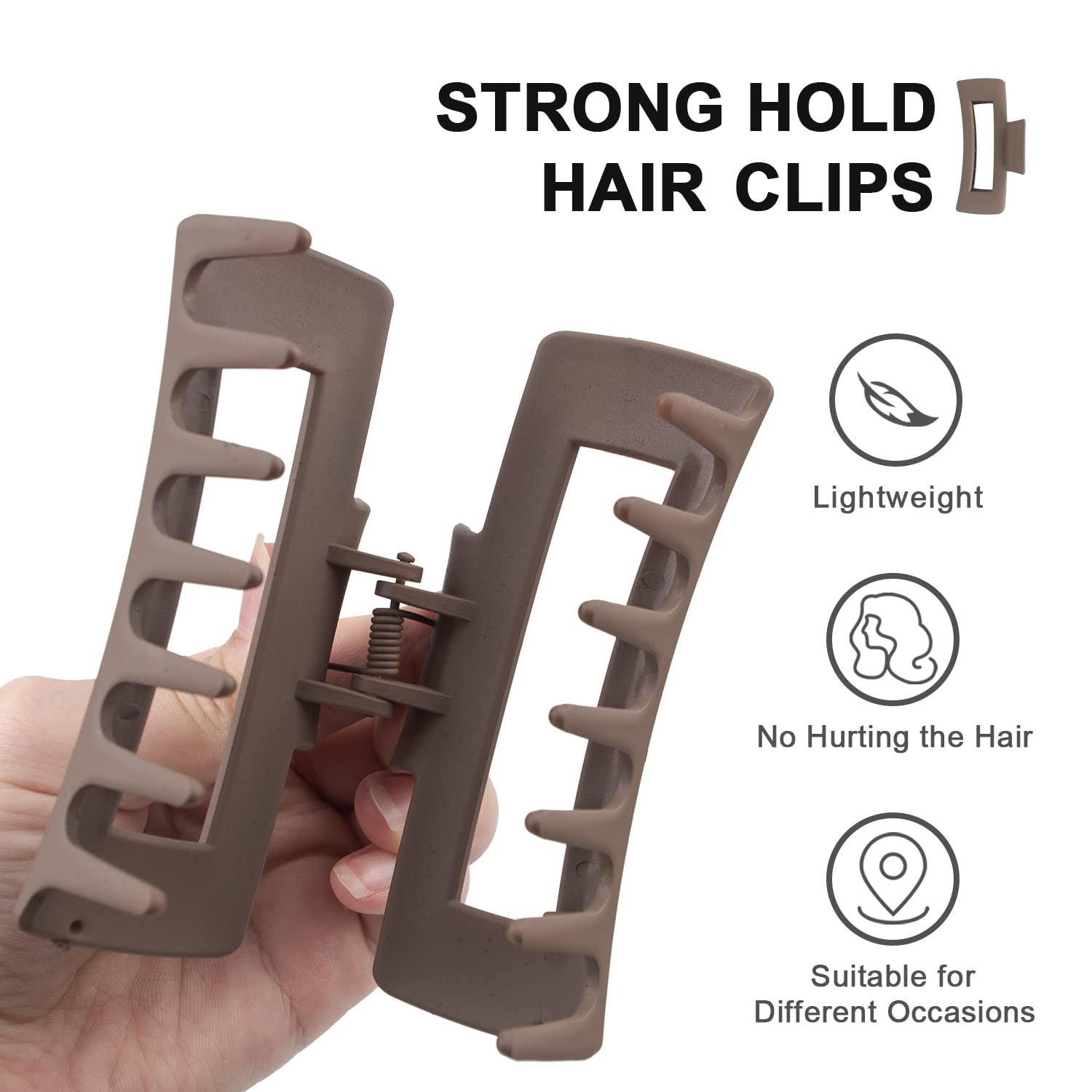 MAORULU Large Hair Claw Clips for Thick Hair - Strong Hold Banana Clips for Women & Girls (Brown, 1-Pack) - Perfect for Updos, Ponytails & Everyday Hairstyles