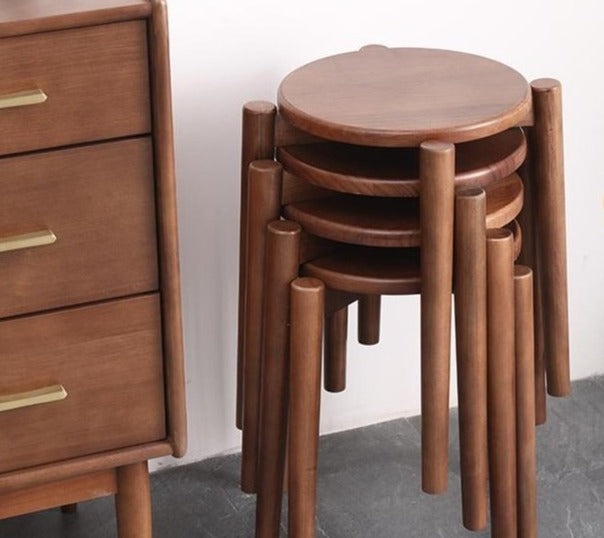 Scandinavian Stool - Nordic Solid Wood Bar Stool, Modern Home Decor for Living Room, Kitchen, or Entryway