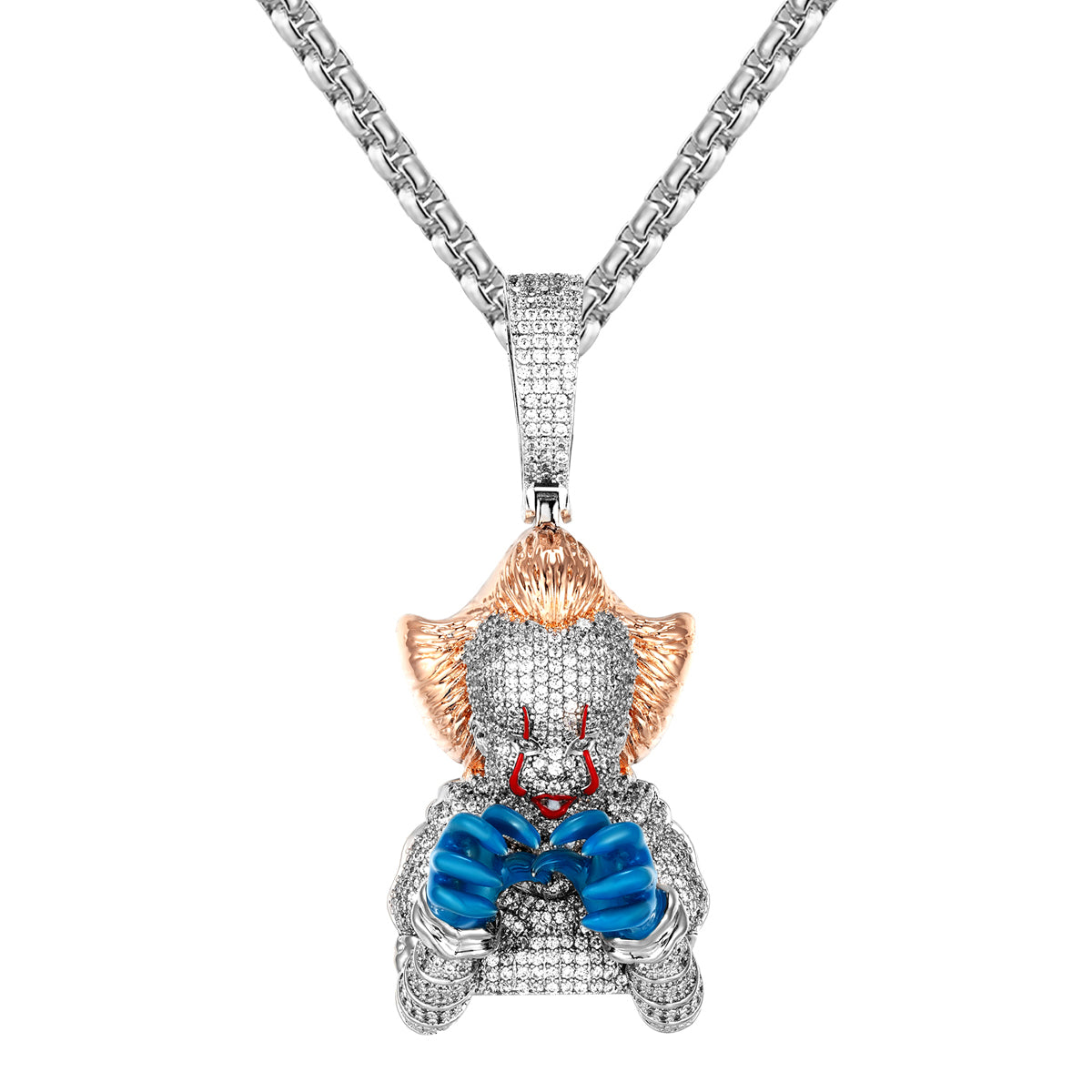 Sterling Silver Two-Tone Cartoon Character Enamel Pendant for Men - Perfect Gift for Birthday, Anniversary & Casual Wear