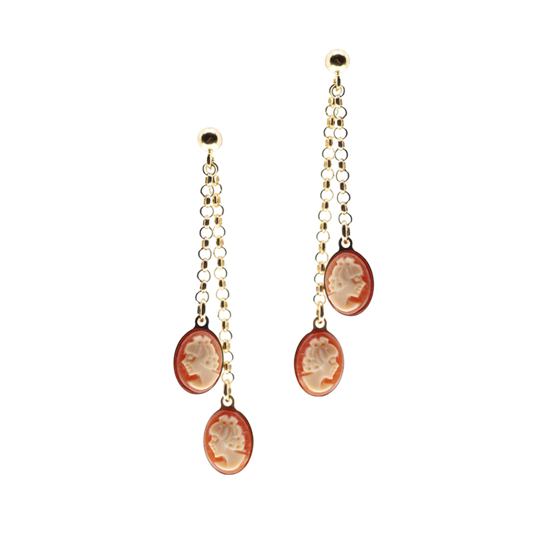 Elegant Cameo Double Dangle Earrings for Women - Vintage Inspired Jewelry Gift for Mother's Day, Anniversary & Special Occasions