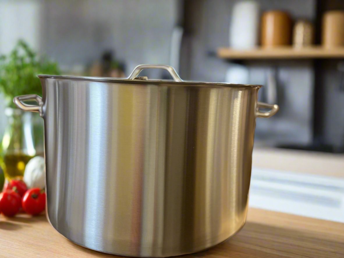 113L Stainless Steel Cooking Pot - Large Stock Pot for Soups, Stews, Pasta & Canning - Commercial Grade Kitchen Cookware for Home & Restaurant Use