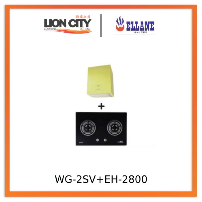 Ellane EH 2800 45cm Stainless Steel Box Hood with WG 2SV 80cm 2 Burner Glass Gas Hob - Modern Kitchen Ventilation & Cooking Combo for Home Chefs | Perfect for Small Kitchens & Open-Plan Living Spaces