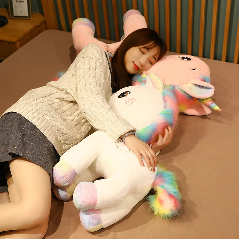 65/85cm Large Standing Rainbow Unicorn Plush Toy - Soft Stuffed Animal Pillow for Girls, Kids Room Decor, Valentine's Day Gift, Birthday Present, Cute Nursery Accent (Perfect for Bedtime Snuggles & Playtime)