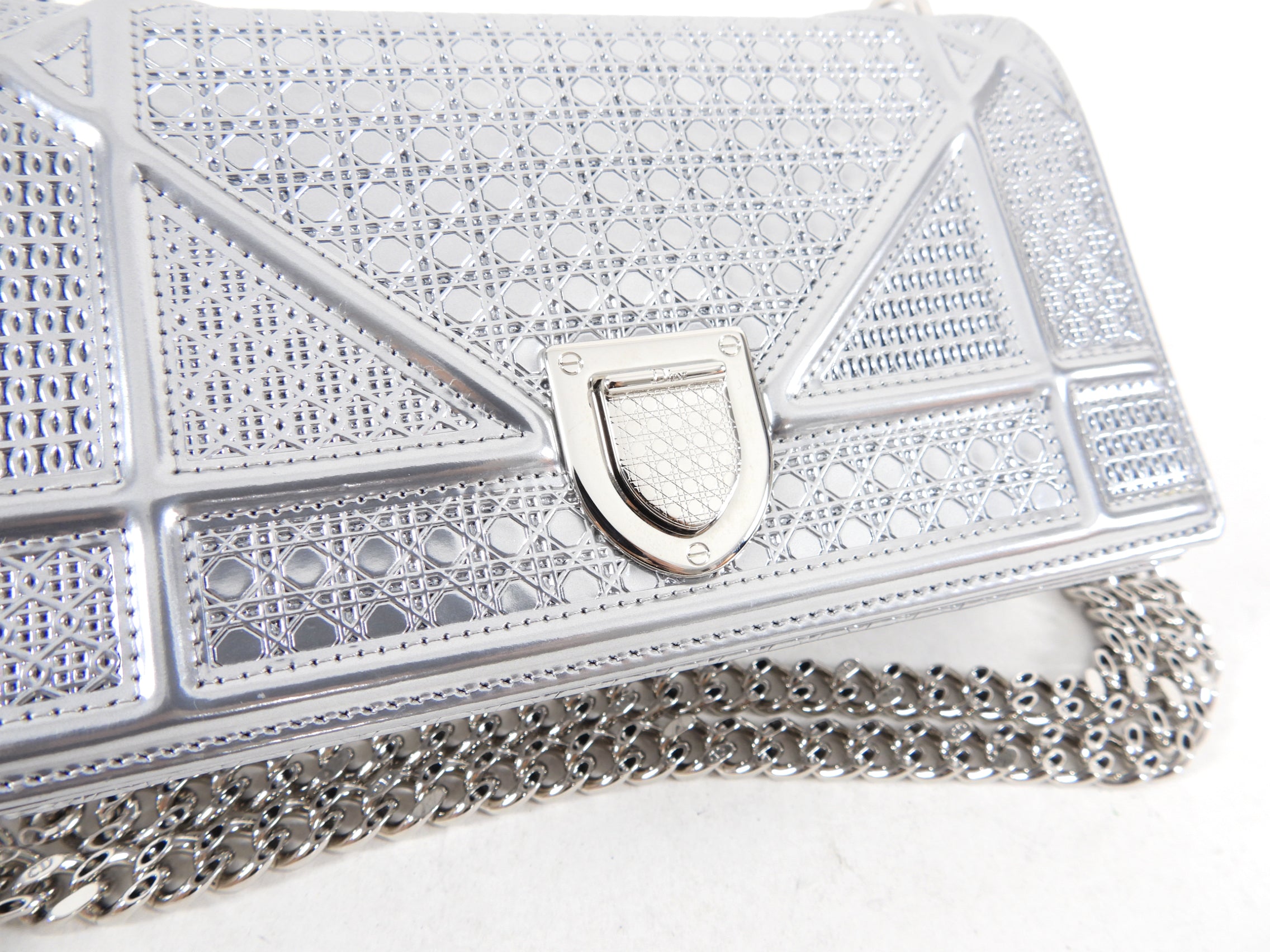 Christian Dior Silver Micro Cannage Mini Diorama Bag - Luxury Crossbody Purse for Women | Perfect for Evening Parties, Date Nights & Special Occasions