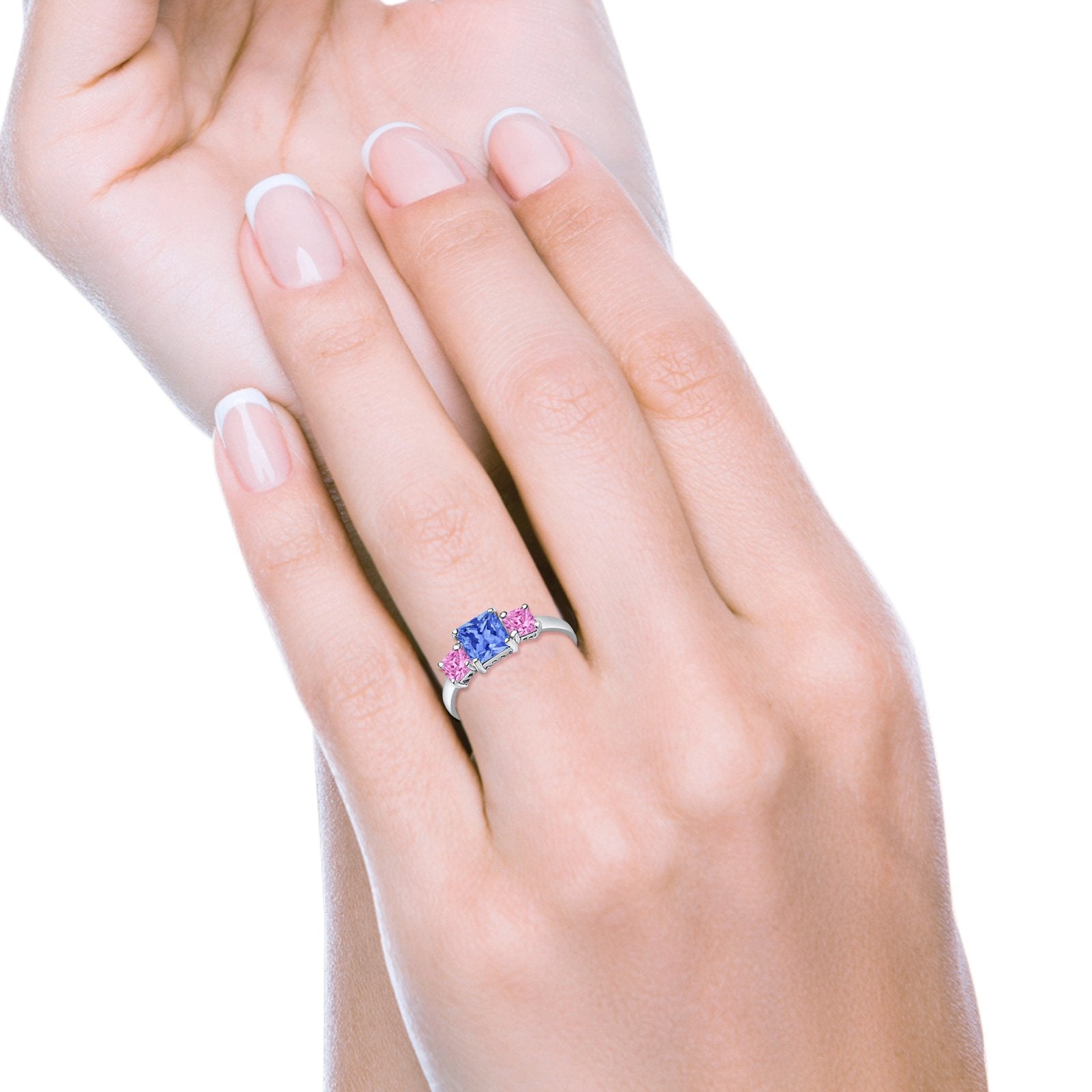 3 Stone Princess Cut Cubic Zirconia Ring - 925 Sterling Silver Fashion Jewelry for Women - Perfect for Weddings, Anniversaries & Special Occasions