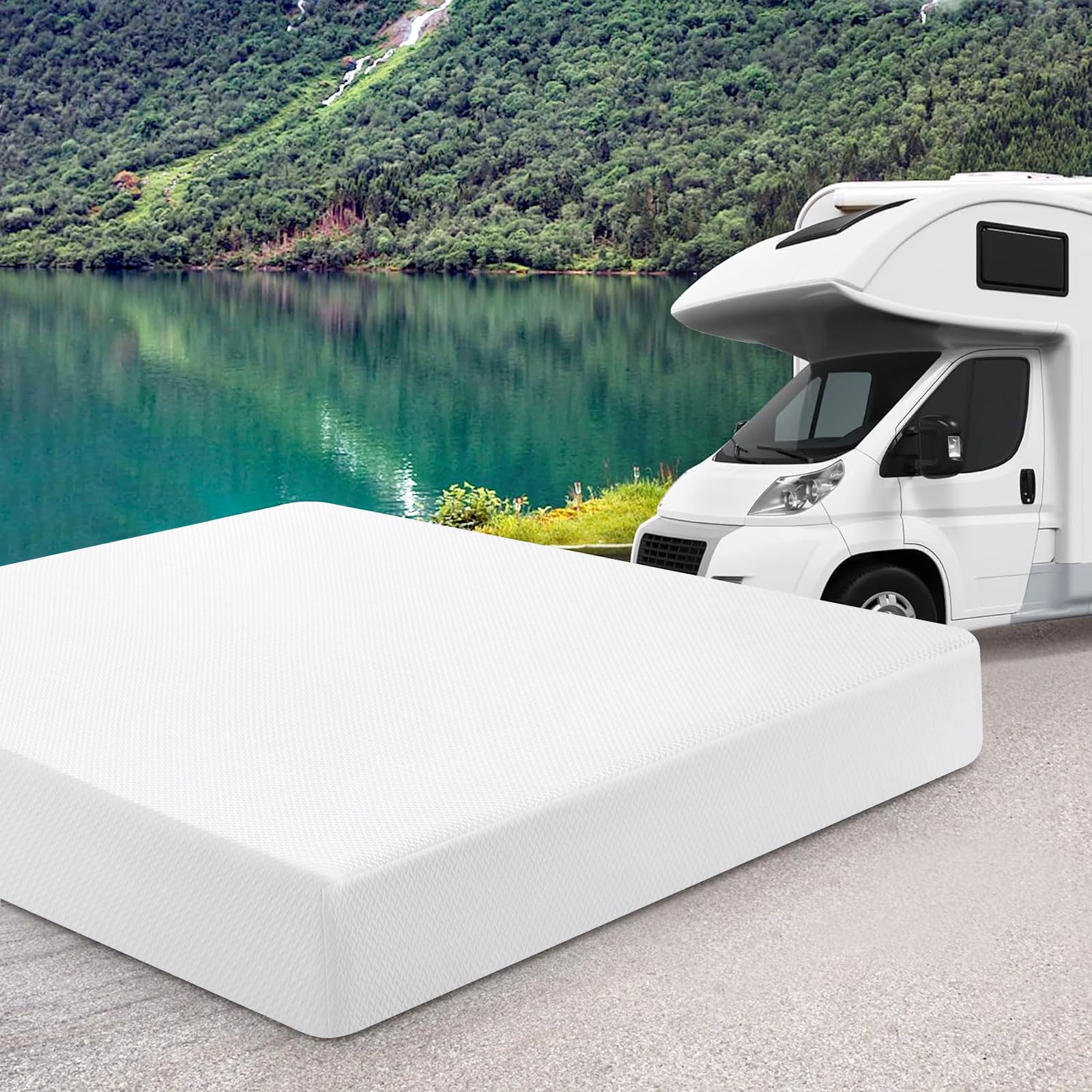 10 Inch Short King RV Mattress with Tencel Cover - Cooling Green Tea & Gel Memory Foam, CertiPUR-US Certified Firm Mattress for Back Pain Relief (75