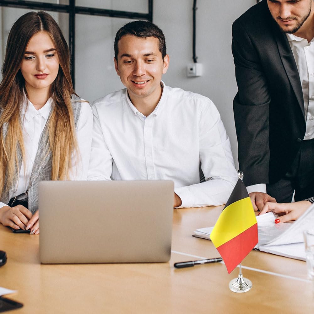 Belgium Flag - Small Mini Belgian Desk & Table Flags for Home, Office & Party Decorations - Perfect for National Day, Sports Events & Patriotic Displays