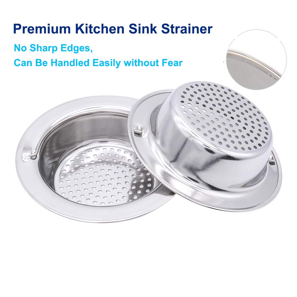 2 Pack Premium Stainless Steel Kitchen Sink Strainer with Handle - 4.33
