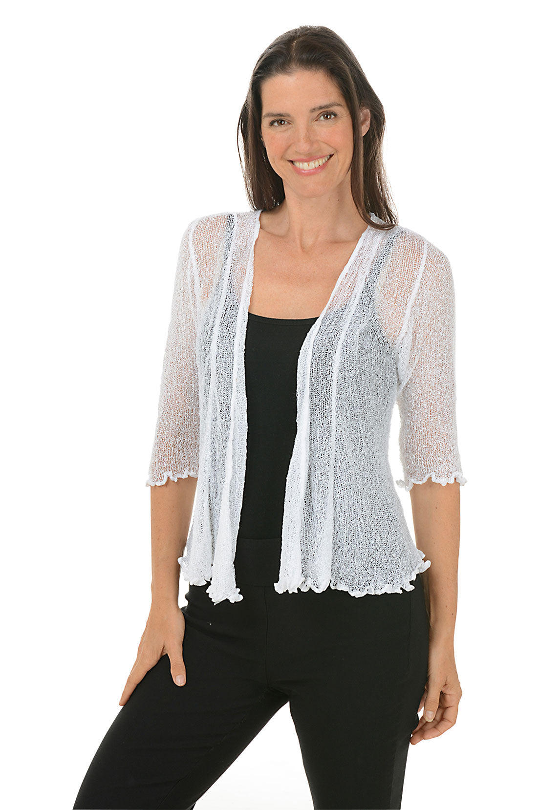 Maui Knit Lettuce Trim Shrug - Lightweight Summer Cover-Up for Beach, Pool, and Outdoor Activities