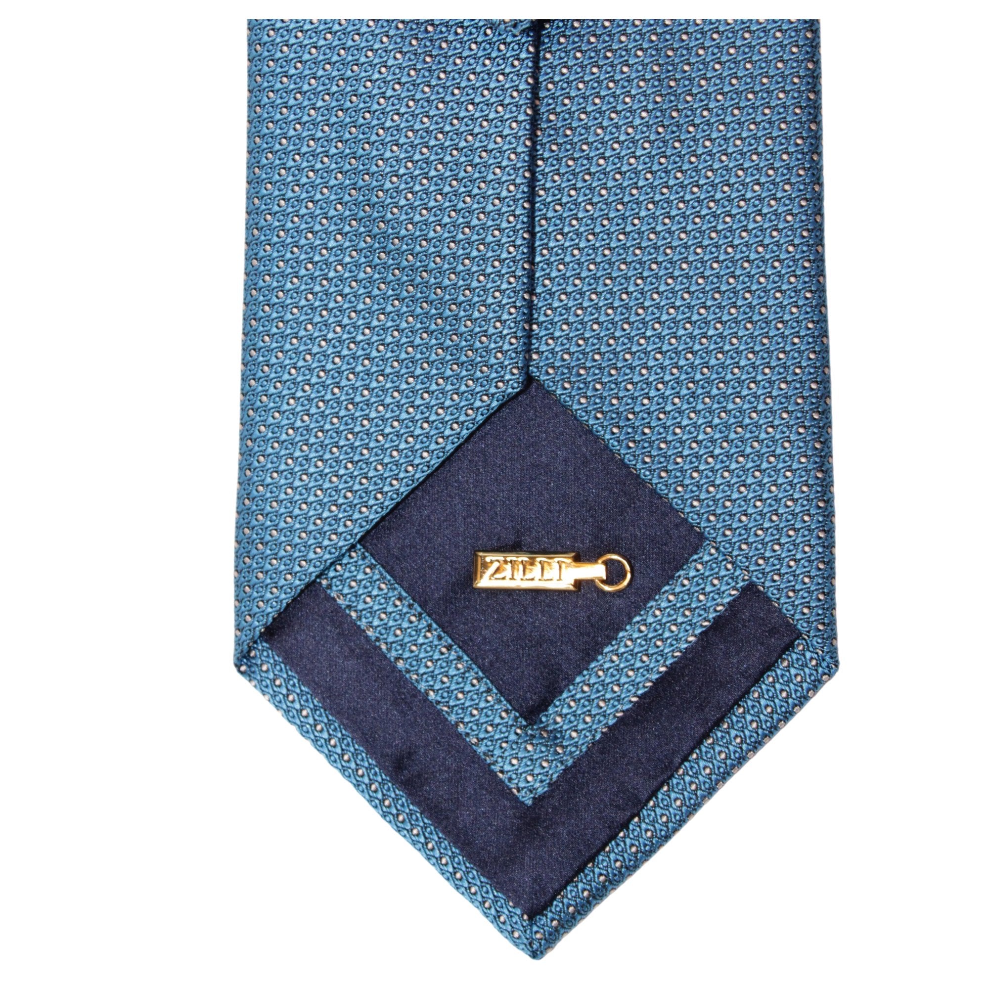 ZILLI Blue Dotted Silk Tie for Men - Luxury Designer Necktie for Business, Weddings & Formal Occasions