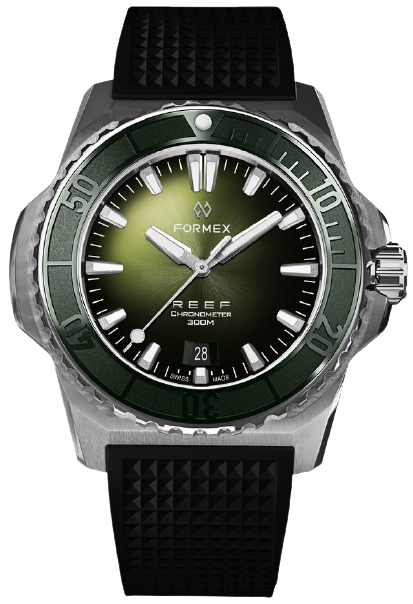 Formex REEF Automatic Chronometer 300m Waterproof Dive Watch - Green Rubber Strap for Men | Professional Scuba Diving, Swimming & Outdoor Adventure Sports