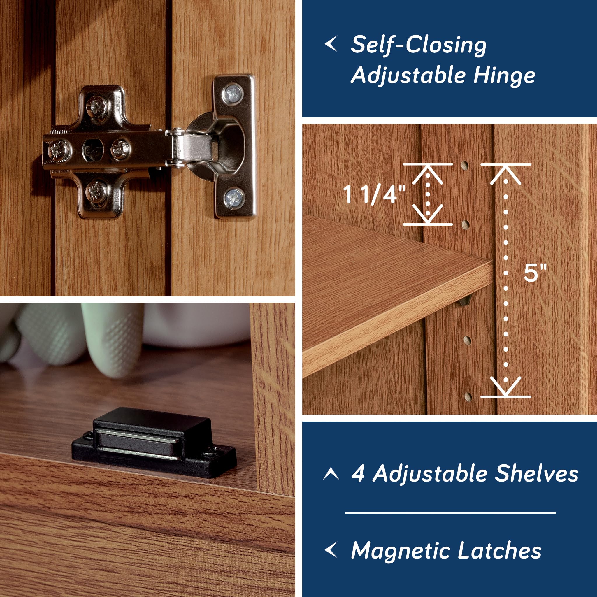 Sauder Storage Cabinet with Adjustable Shelves - Kitchen & Bathroom Organizer in Highland Oak