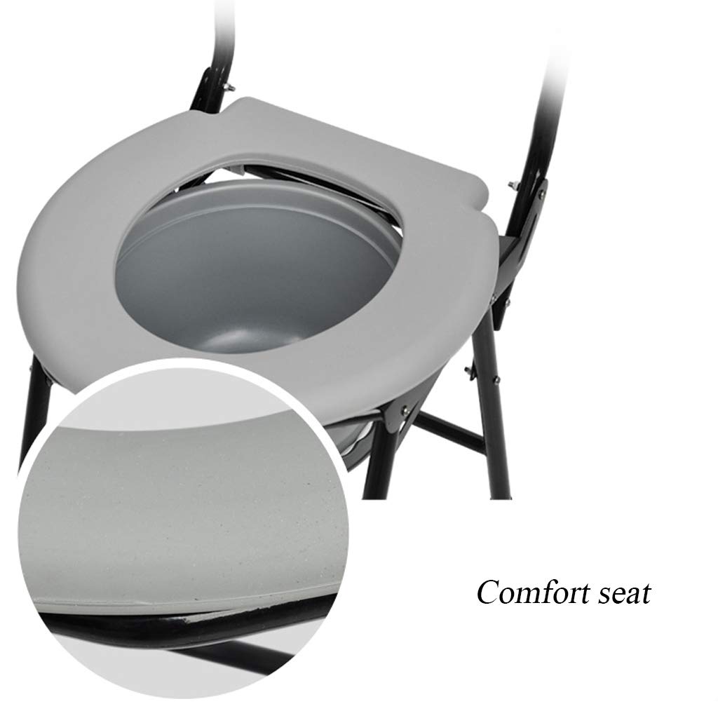 **Portable Folding Commode Chair with Arms & Backrest - Lightweight Toilet Seat for Elderly, Disabled & Pregnancy - Homecare Bathroom Support for Indoor & Outdoor Use**