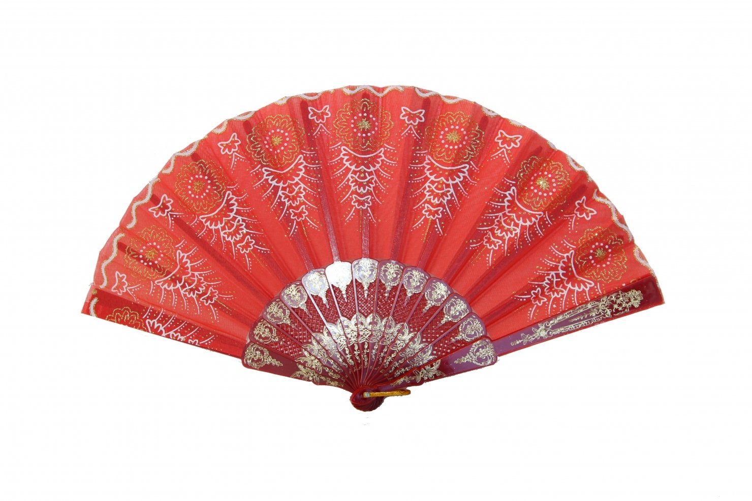Authentic Chinese Feng Shui Red Hand Fan - Traditional Decorative Fan for Home Blessings & Harmony | Perfect for Meditation, Yoga, and Cultural Decor