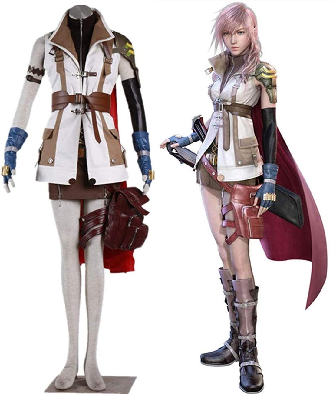 Final Fantasy XIII Lightning Cosplay Costume Full Set - Eclair Farron Outfit for Halloween, Cosplay Events & Anime Conventions