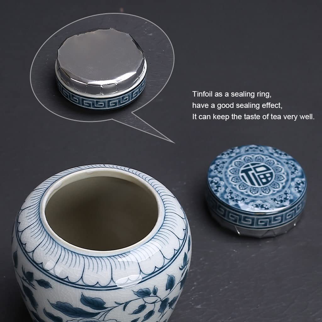 Premium Ceramic Storage Jars with Sealed Lids - Traditional Elegant Pattern Tea Canisters & Food Containers for Kitchen - Ideal for Storing Spices, Tea, Coffee, Condiments (Large Size) | Perfect for Pantry Organization, Tea Ceremonies & Gourmet Cooking