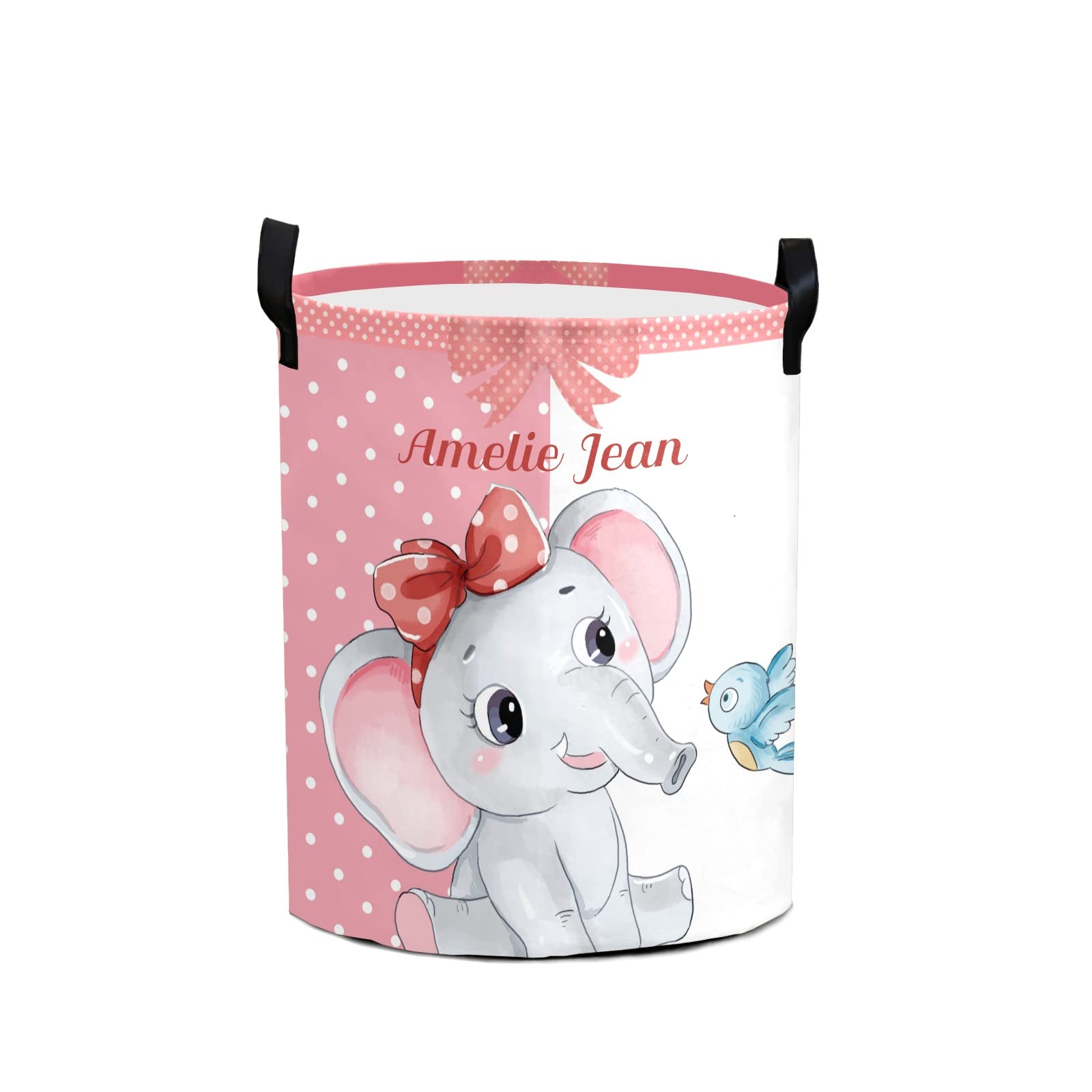 Waterproof Oxford Fabric Elephant Bow Dot Storage Bin - Laundry Hamper, Toy Organizer, Nursery Clothes Basket for Baby Room & Bedroom Decor | Perfect for Kids' Toys, Baby Essentials & Home Organization