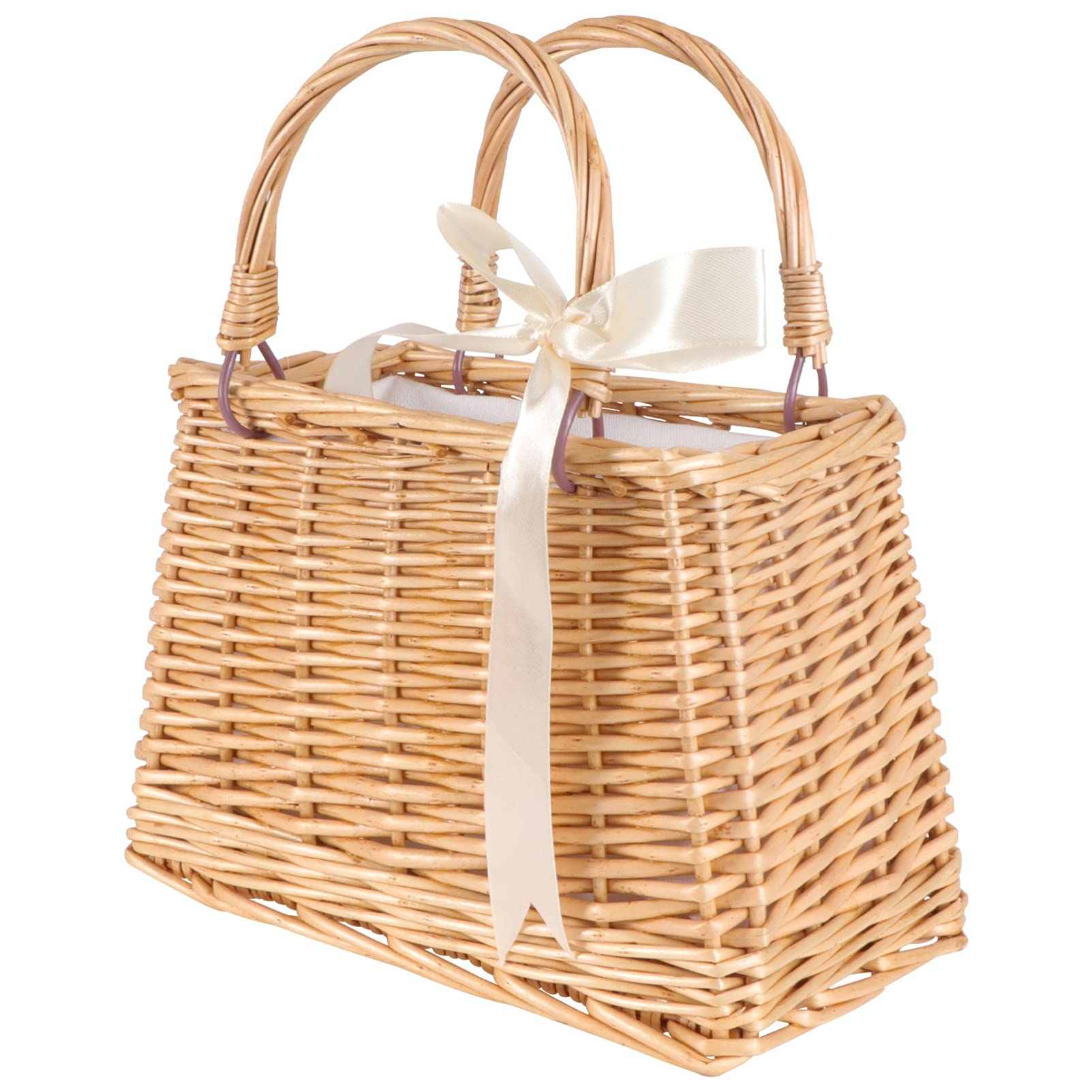DOITOOL Rattan Woven Basket - Portable Flower Basket for Wedding, Easter, Home Decor, Egg Storage, Dried Flowers | Perfect for Wedding Flower Girl, Party Decor, and Rustic Home Organizing